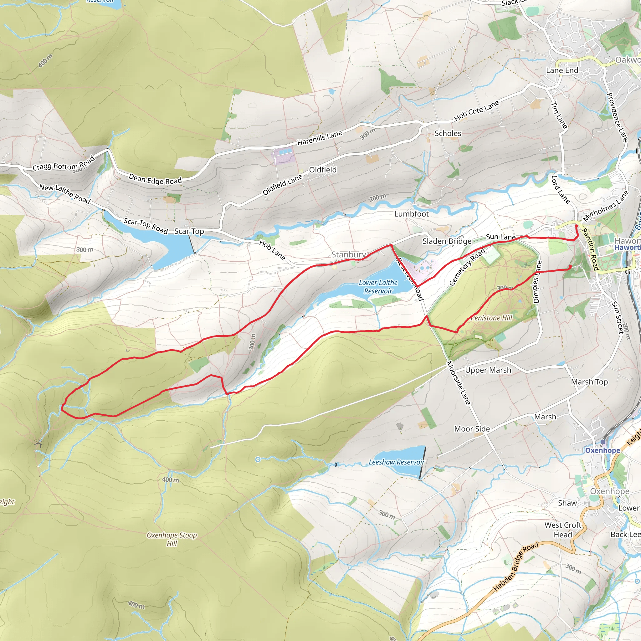 Top Withins and the Bronte Bridge from Haworth mobile static map