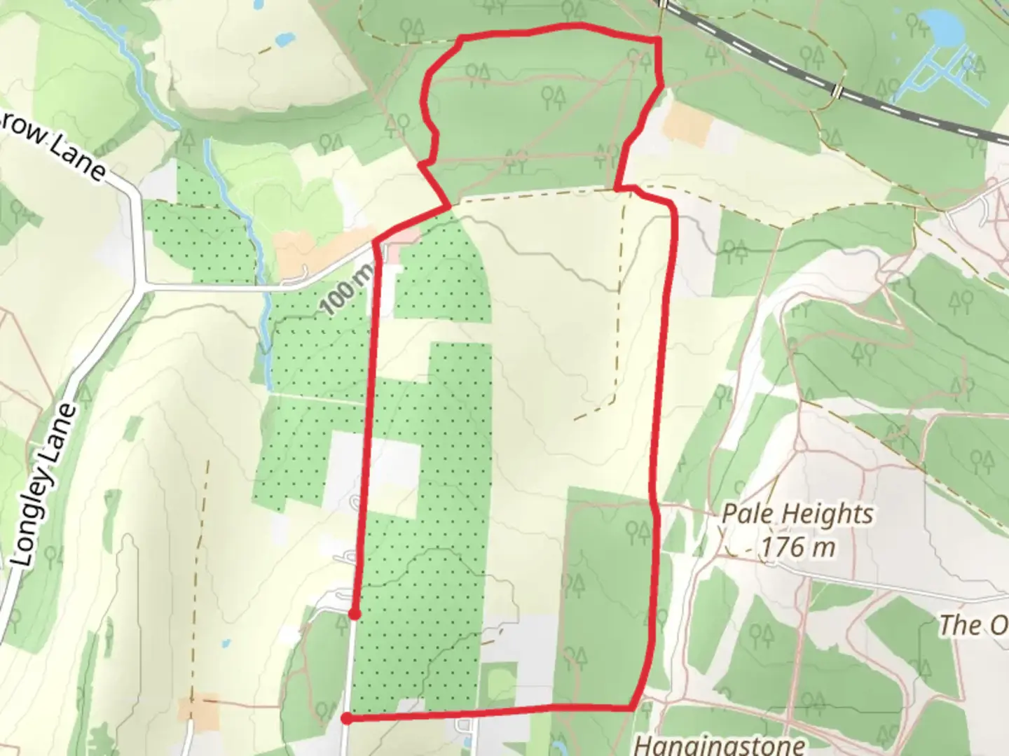 An image depicting the trail Nettleford Wood Loop and its surrounding area.