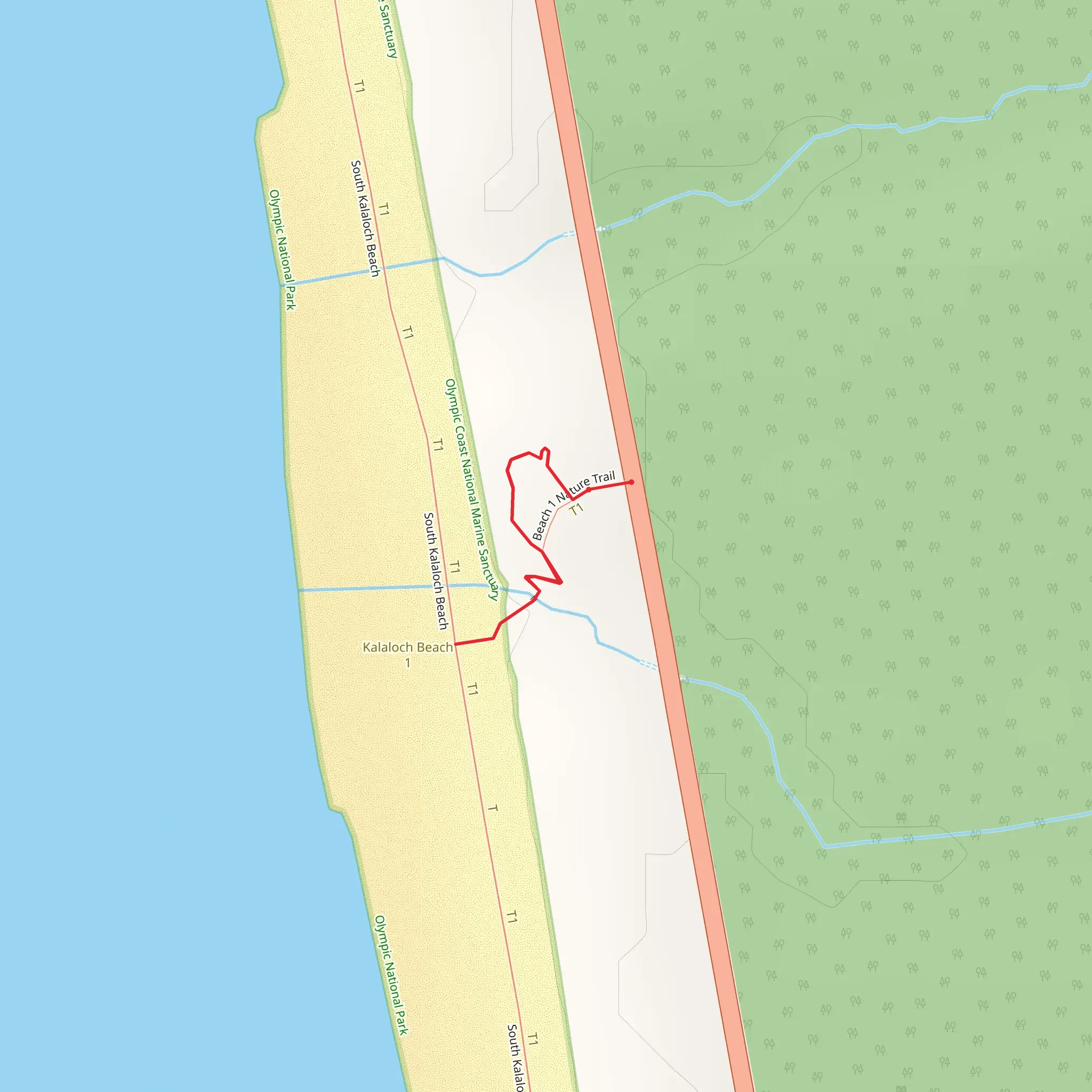 Beach 1 - Kalaloch Trail mobile static map