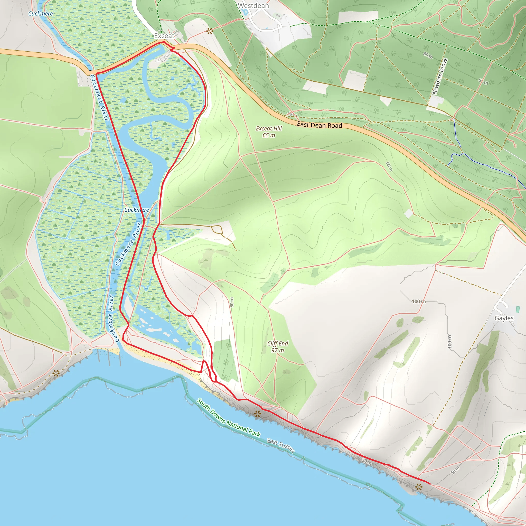 Cuckmere Haven and Seven Sisters Cliffs Walk mobile static map