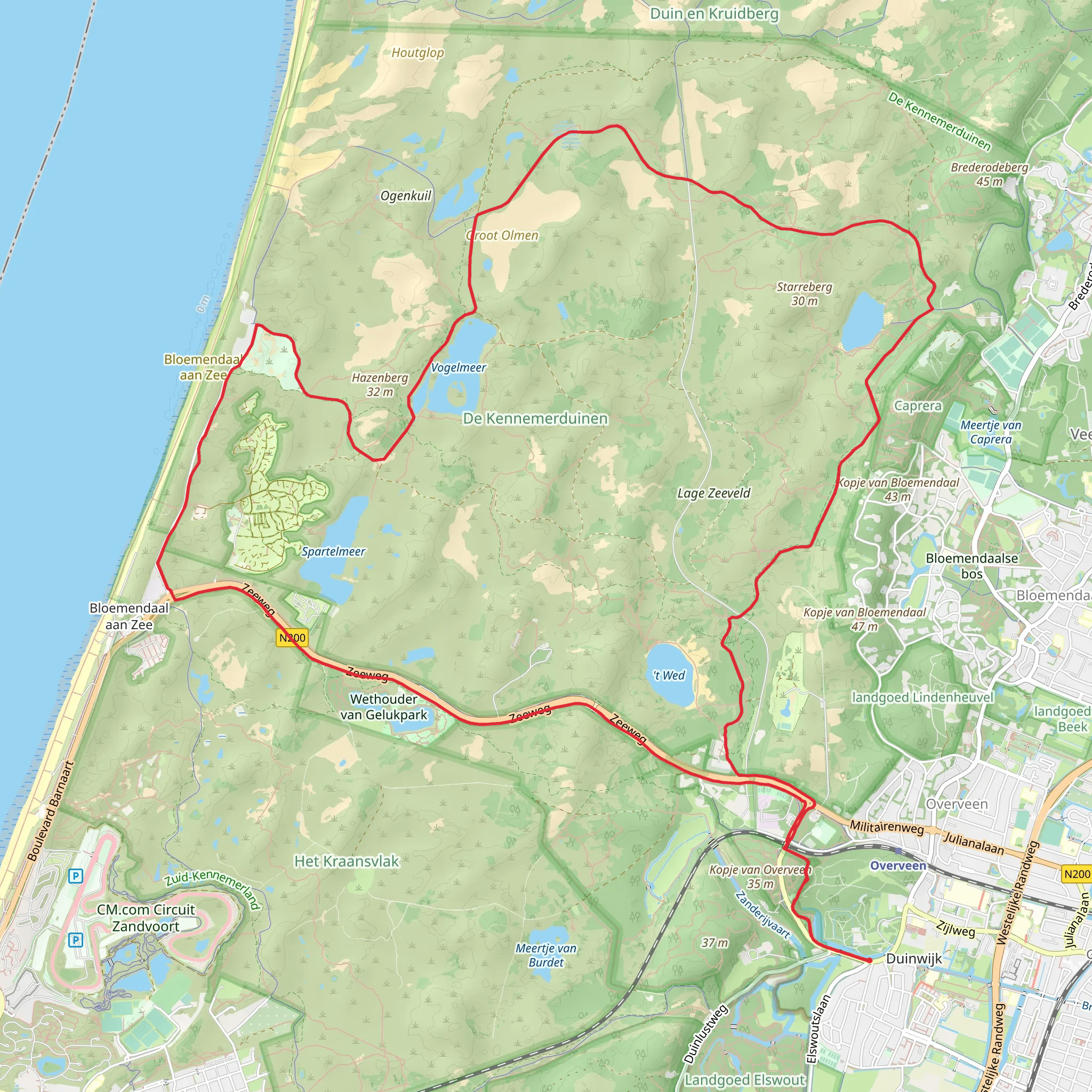 Vogelmeer via Oosterweg, Wzelweg and Parnasslaweg mobile static map
