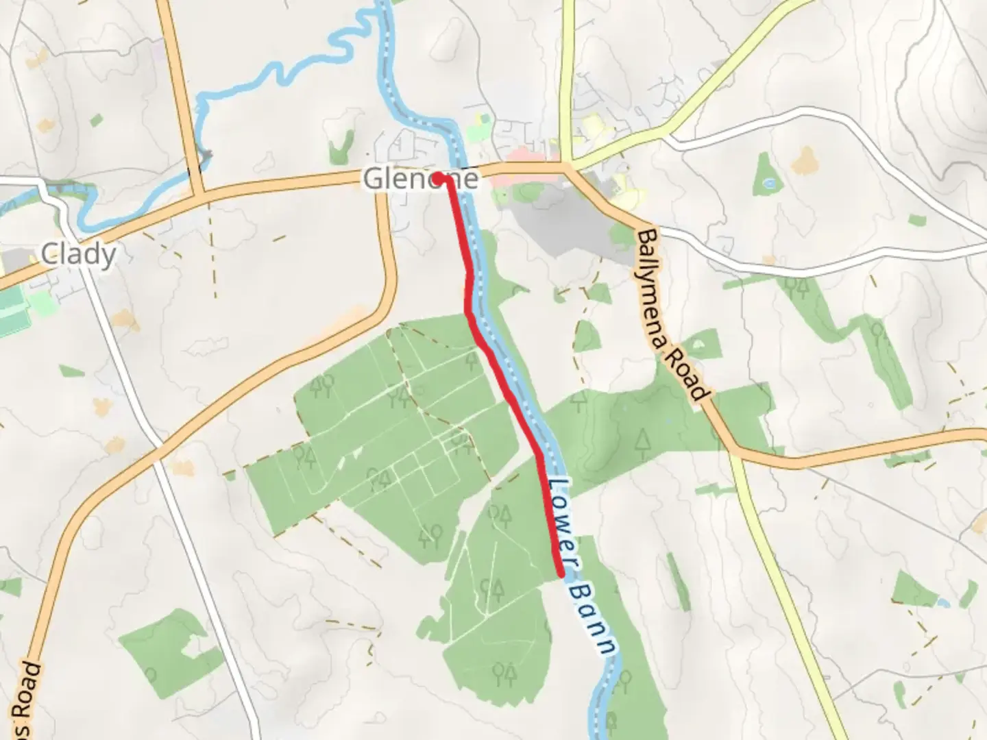 An image depicting the trail Glenone Riverside Walk and its surrounding area.