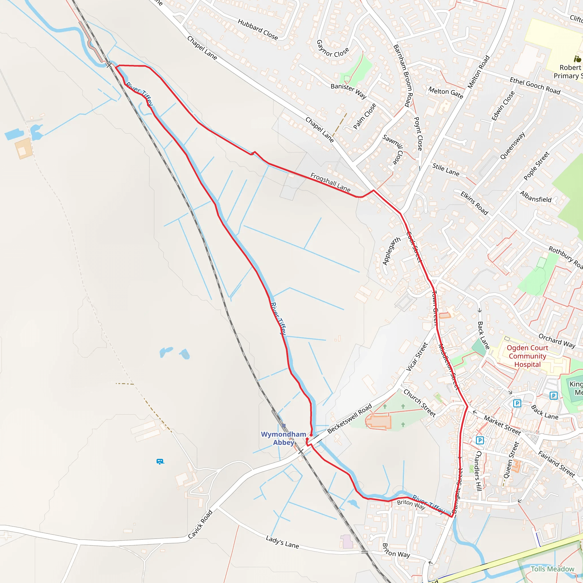 Wymondham Tiffey Valley Walk mobile static map