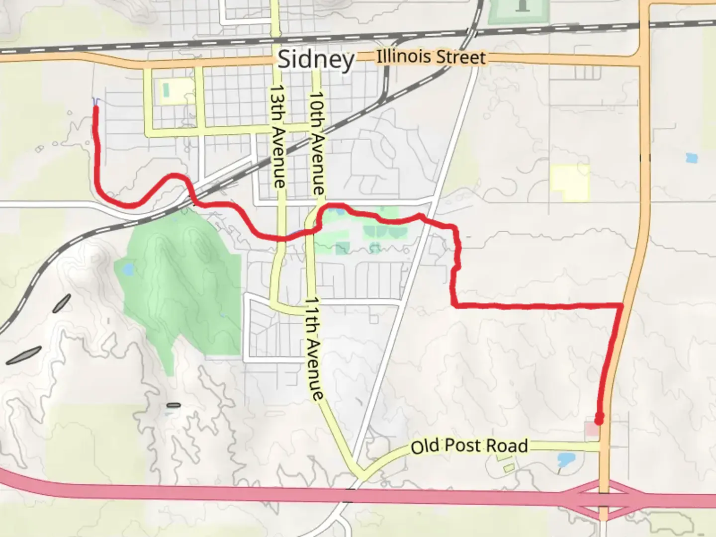 An image depicting the trail Sidney Deadwood Trail and its surrounding area.