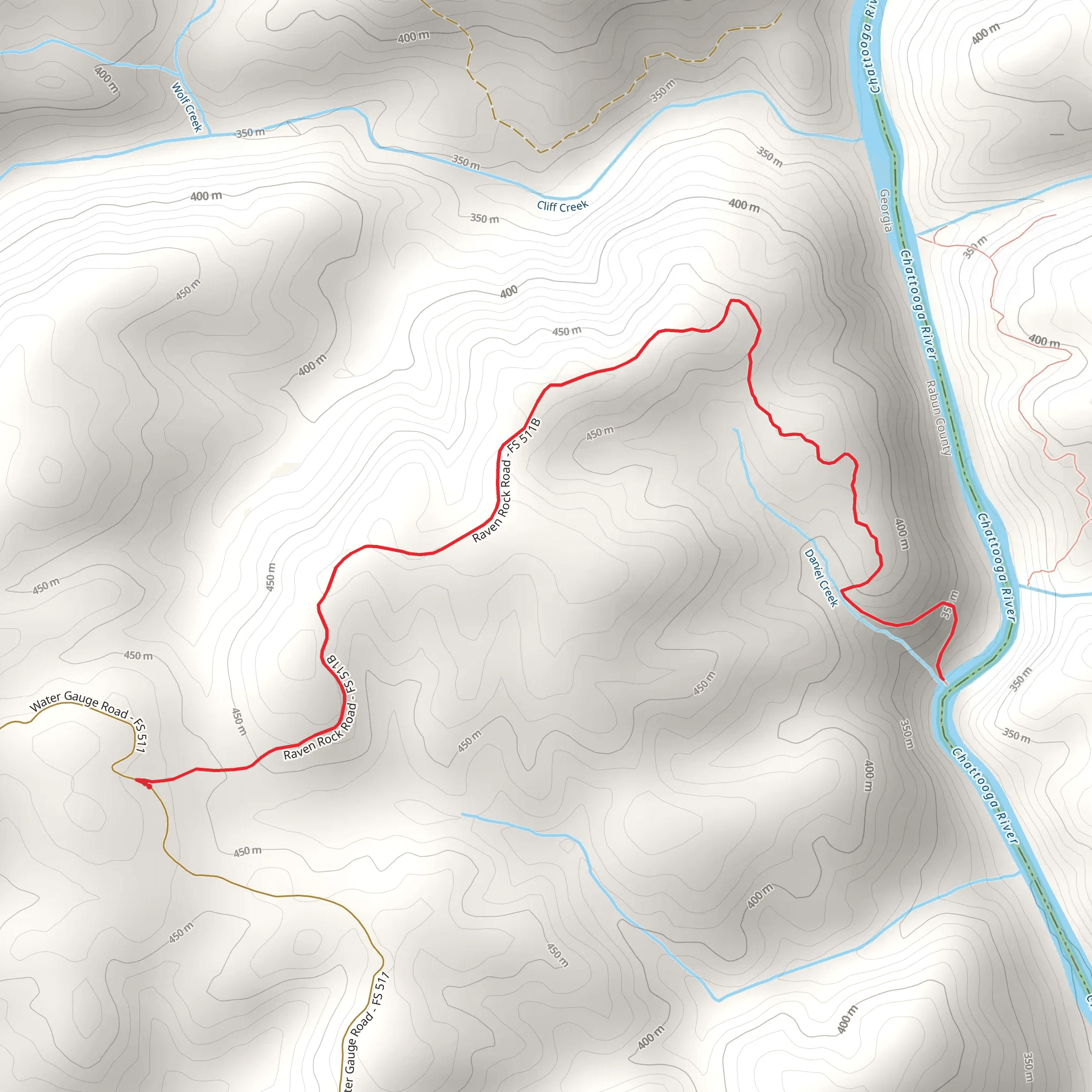 Raven Rock Road to Daniel Creek mobile static map