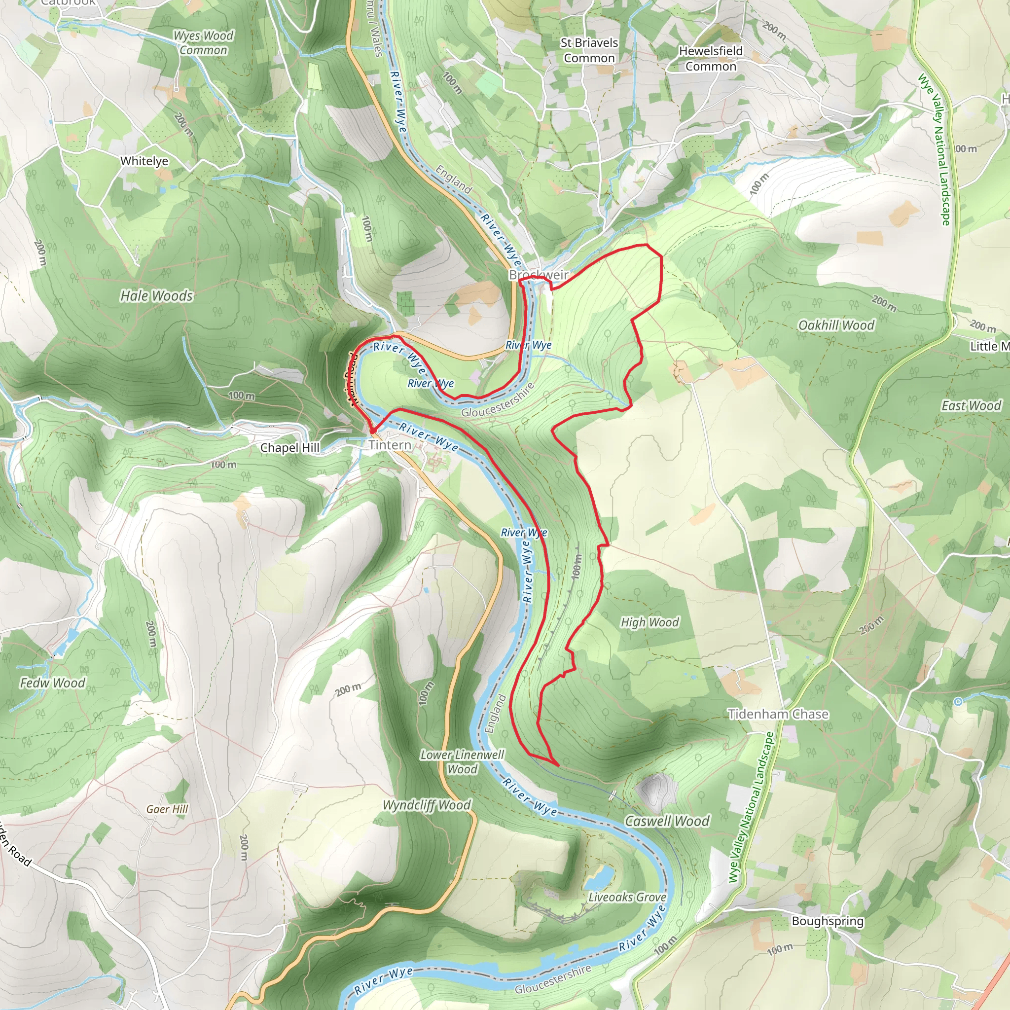 Devil's Pulpit and Brockweir from Tintern mobile static map