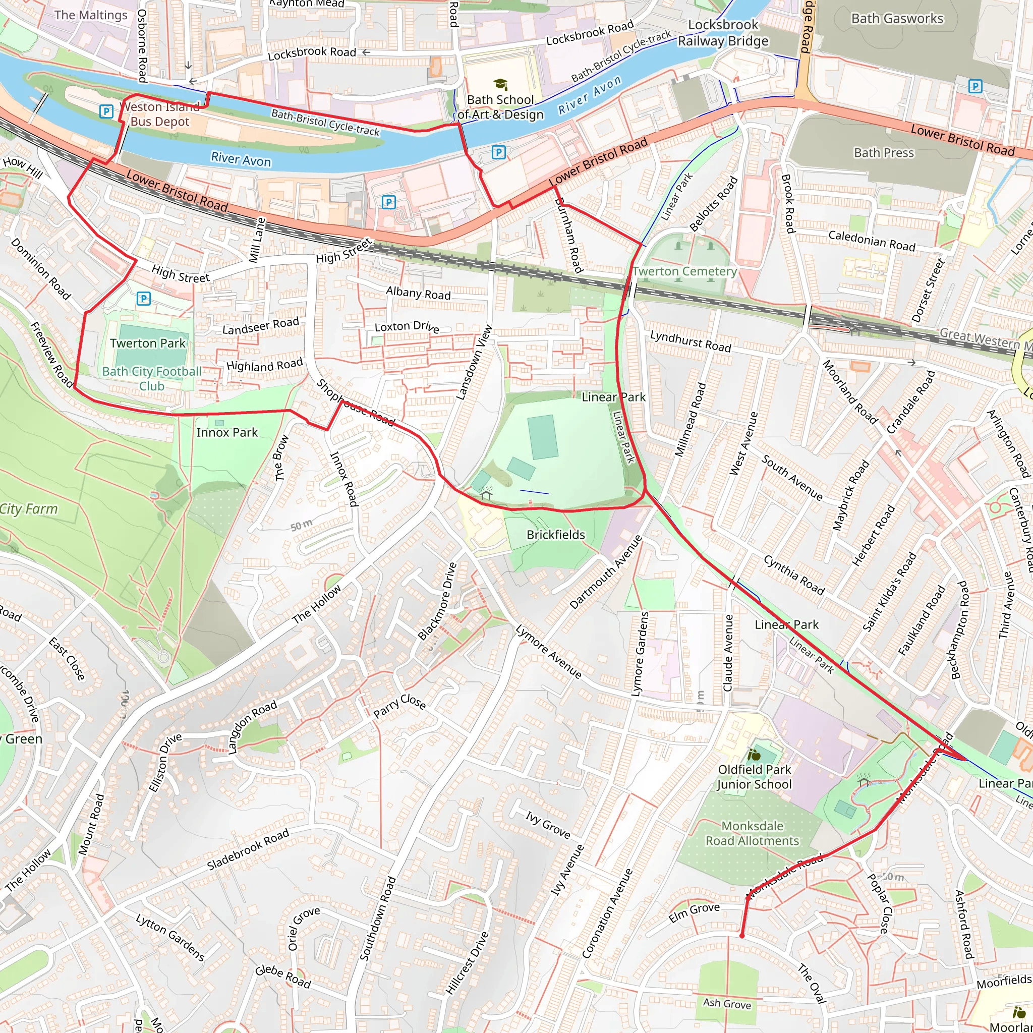 Wildlife and Waterways in Oldfield Park mobile static map
