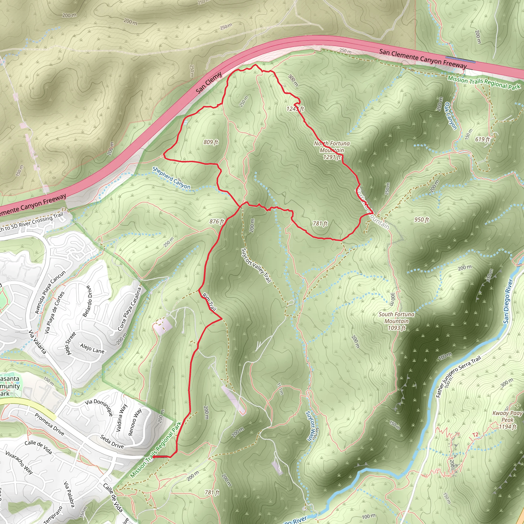 North Fortuna Mountain via North Fortuna Perimeter Trail and North Fortuna Trail mobile static map