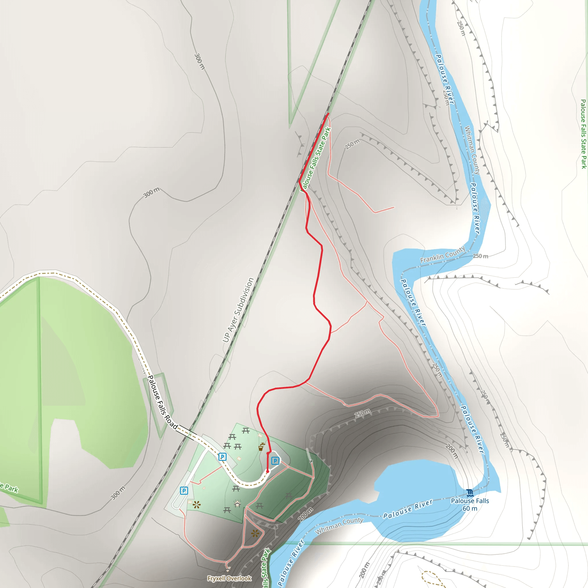Palouse Falls Road mobile static map