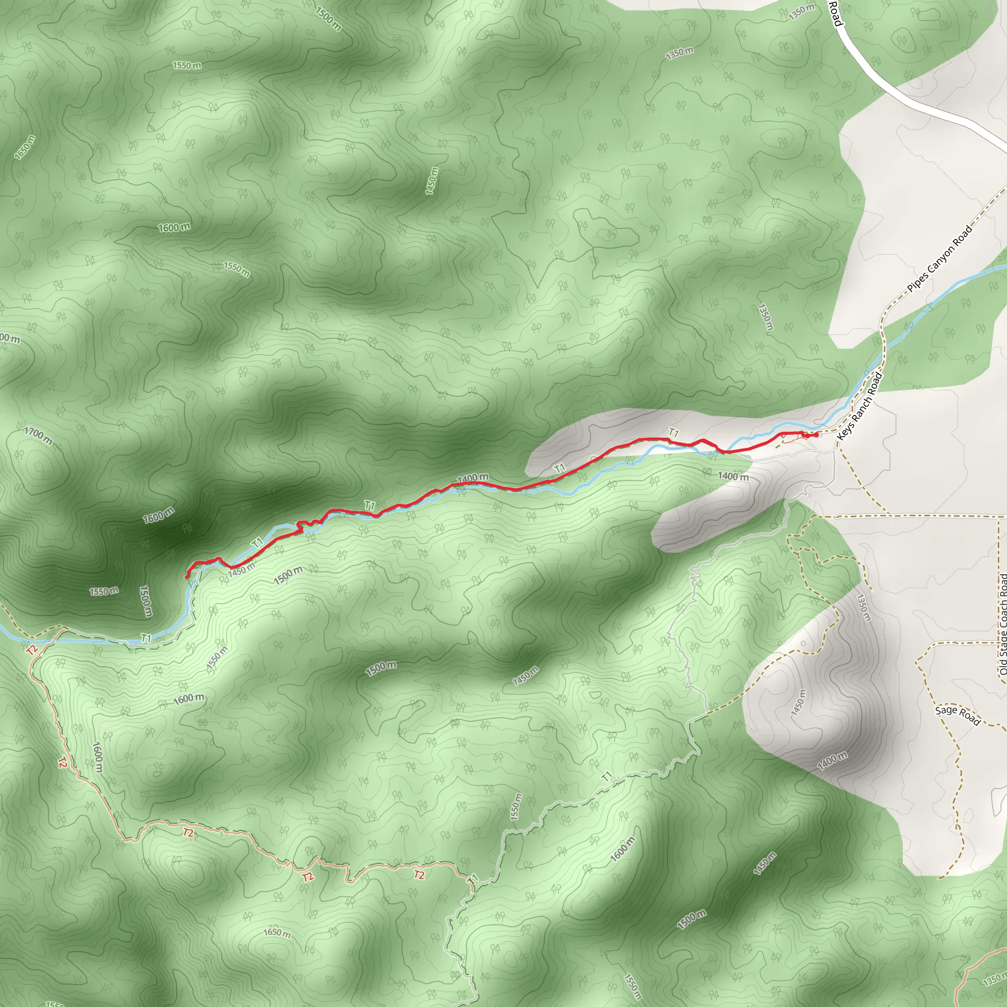 Pipes Canyon Trail mobile static map
