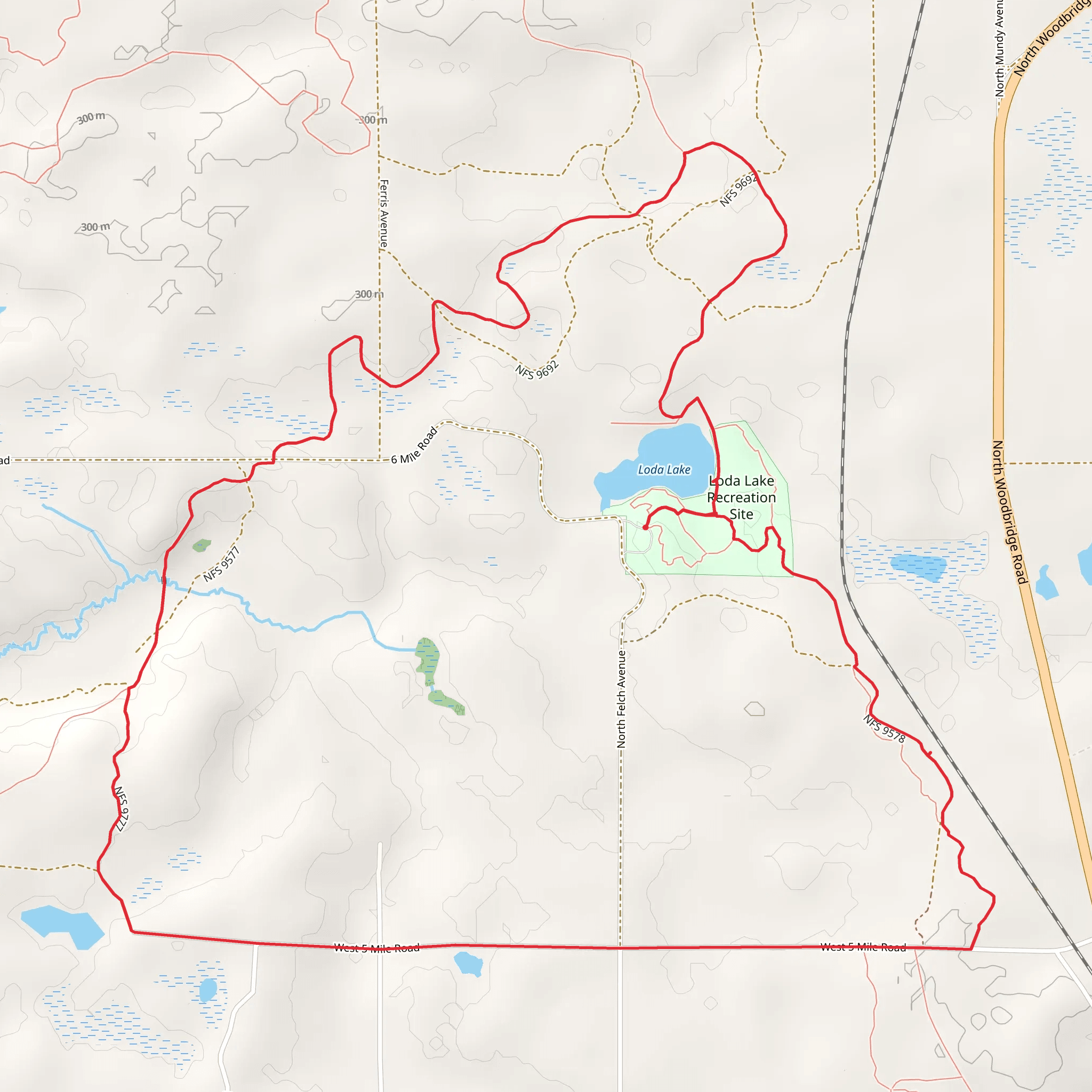 Loda Lake, North Country National Scenic Trail and Birch Grove Trail Loop mobile static map
