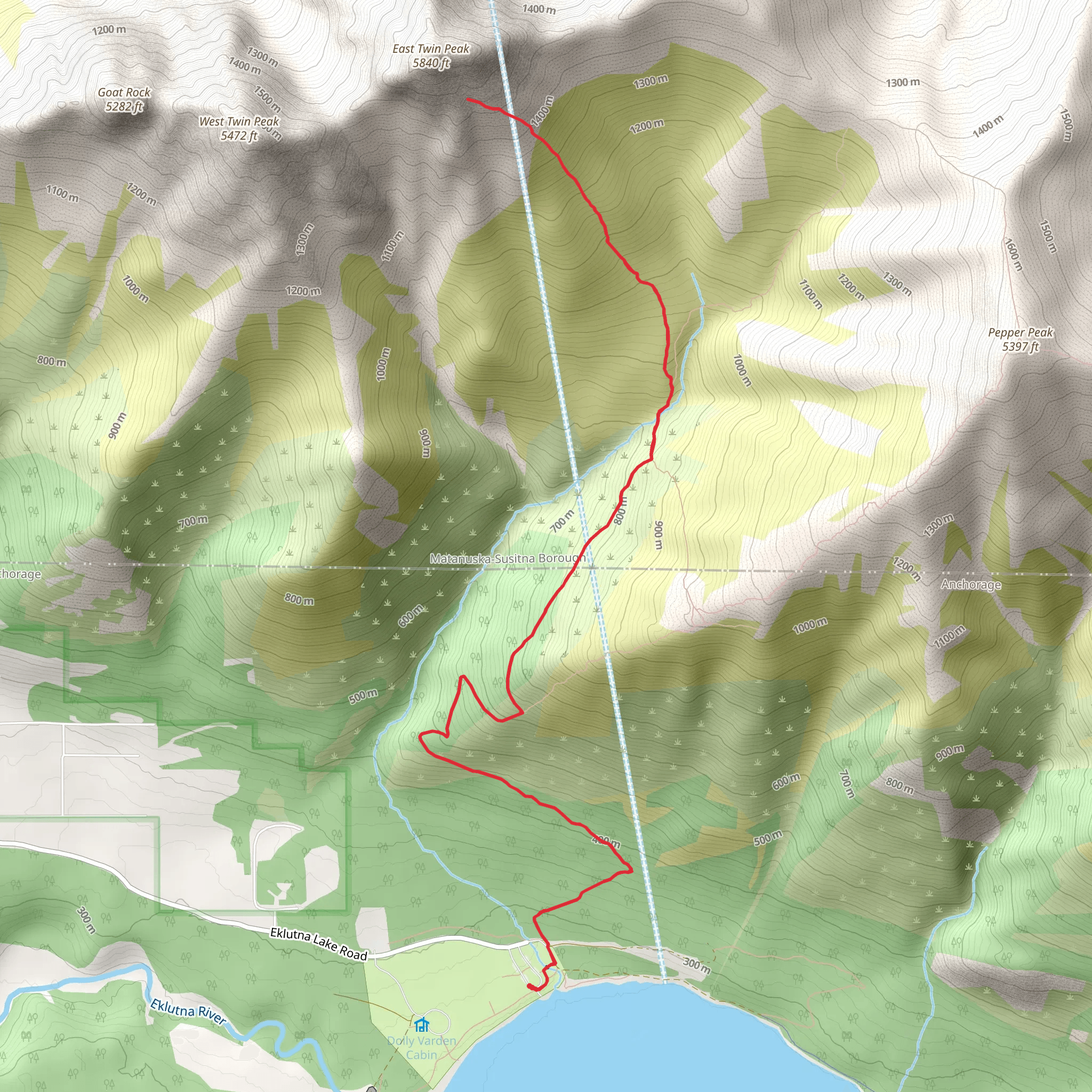 East Twin Peak Trail mobile static map