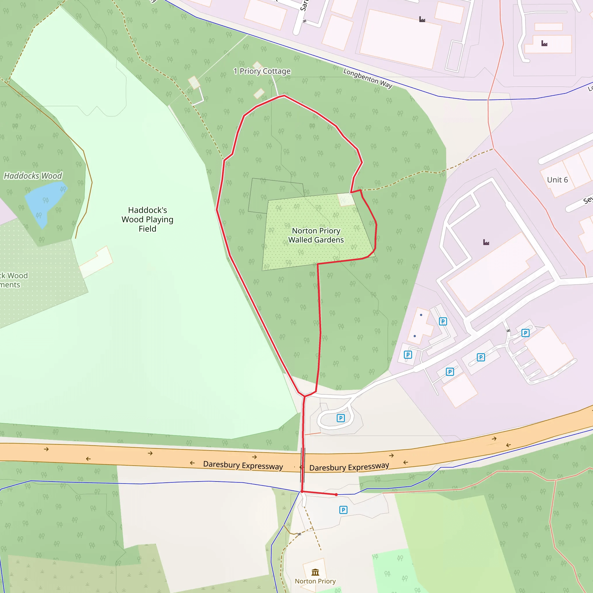Norton Priory Walled Gardens Loop mobile static map