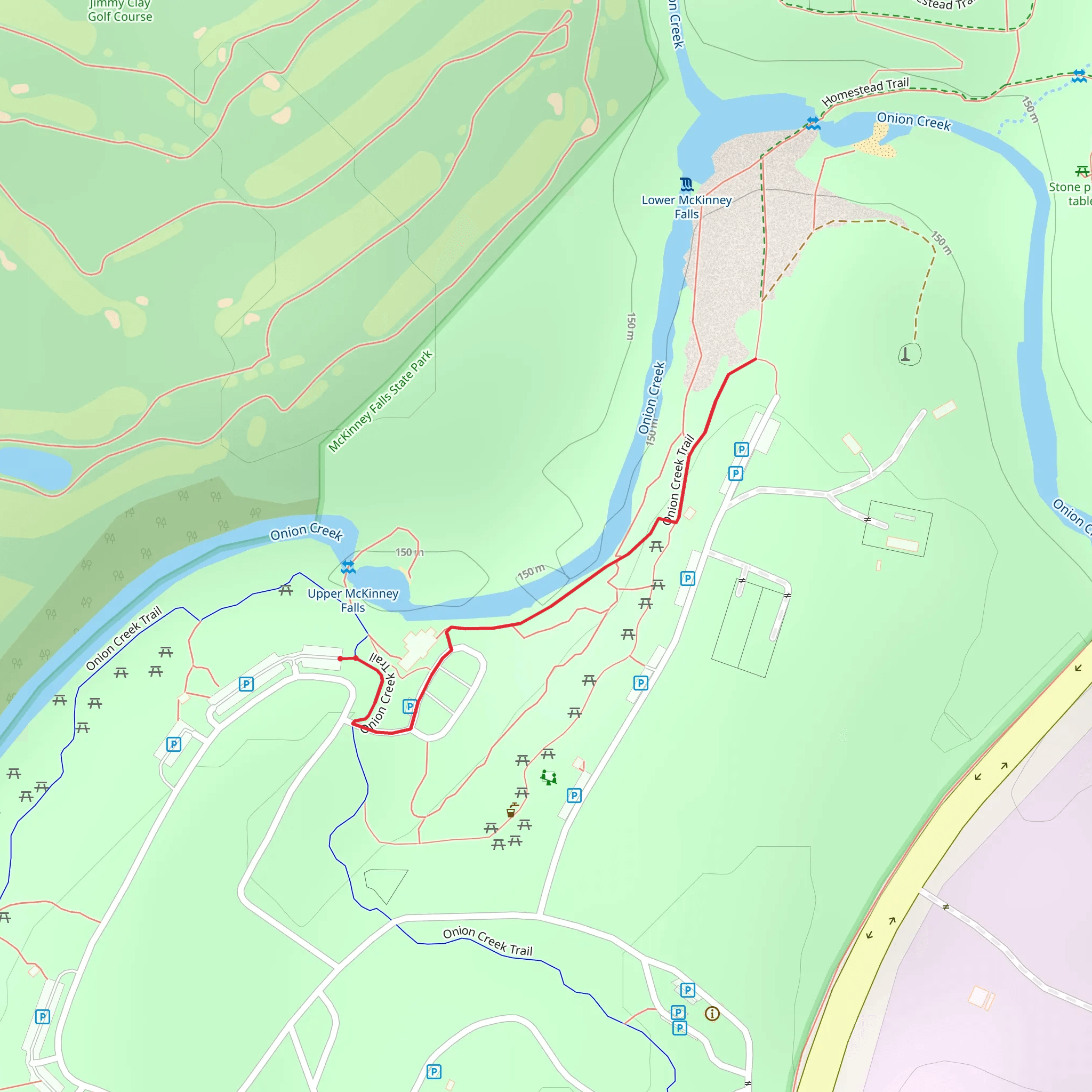 Onion Creek Trail Out and Back mobile static map