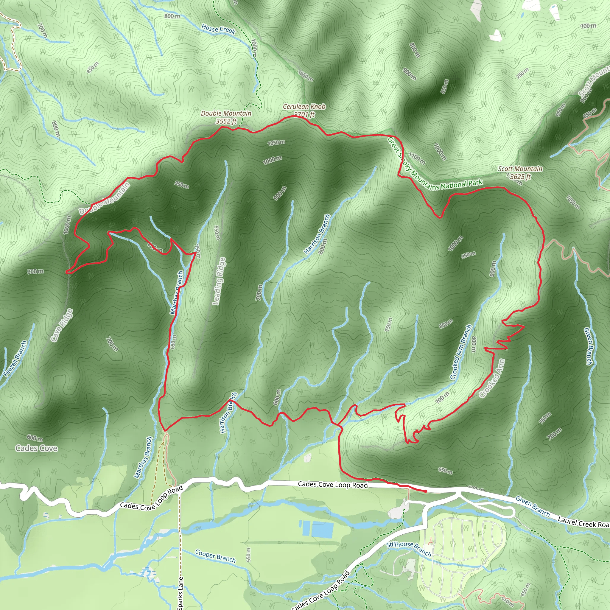 Indian Grave Gap Trail and Crooked Arm Ridge Loop mobile static map