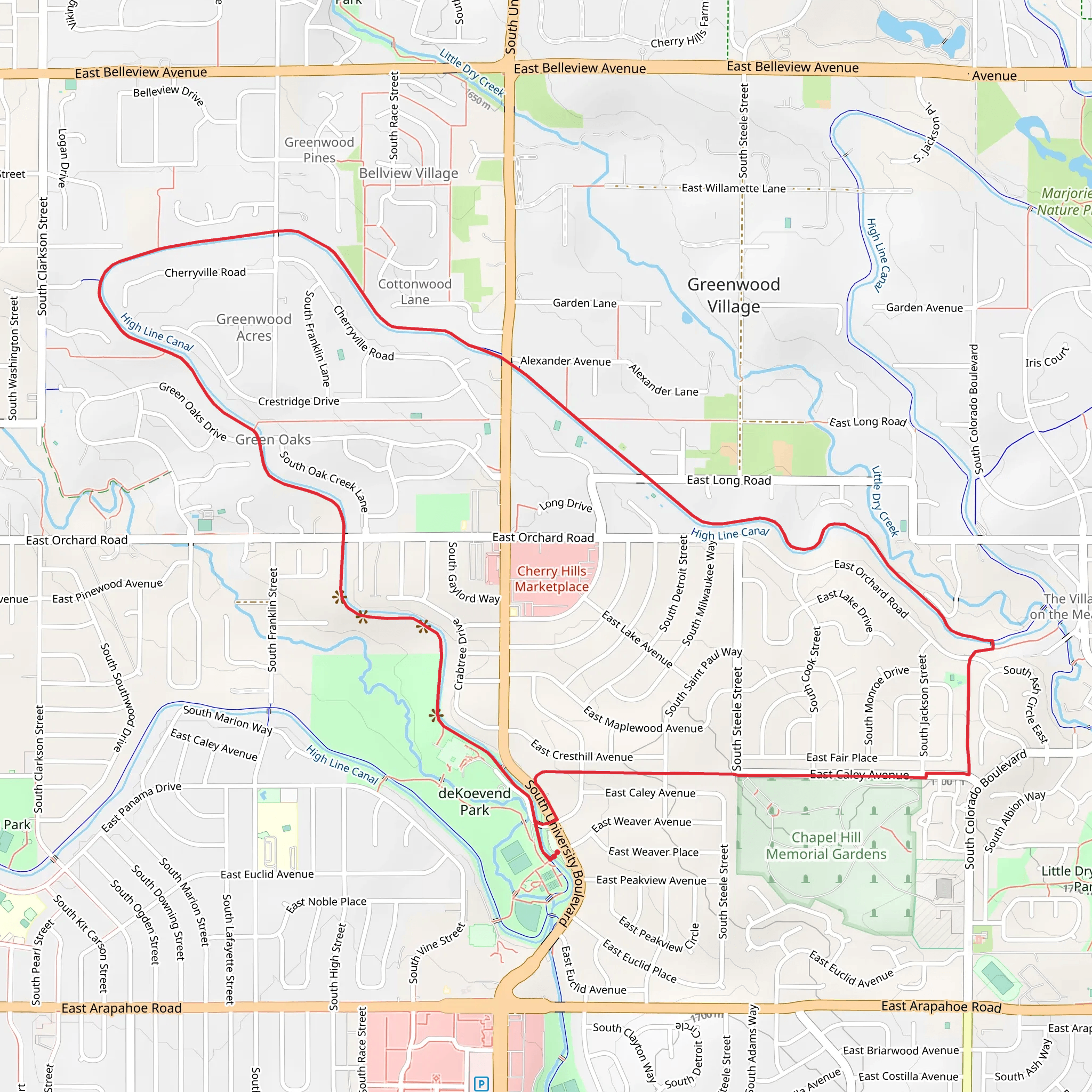 High Line Canal and Centennial Link Trail mobile static map
