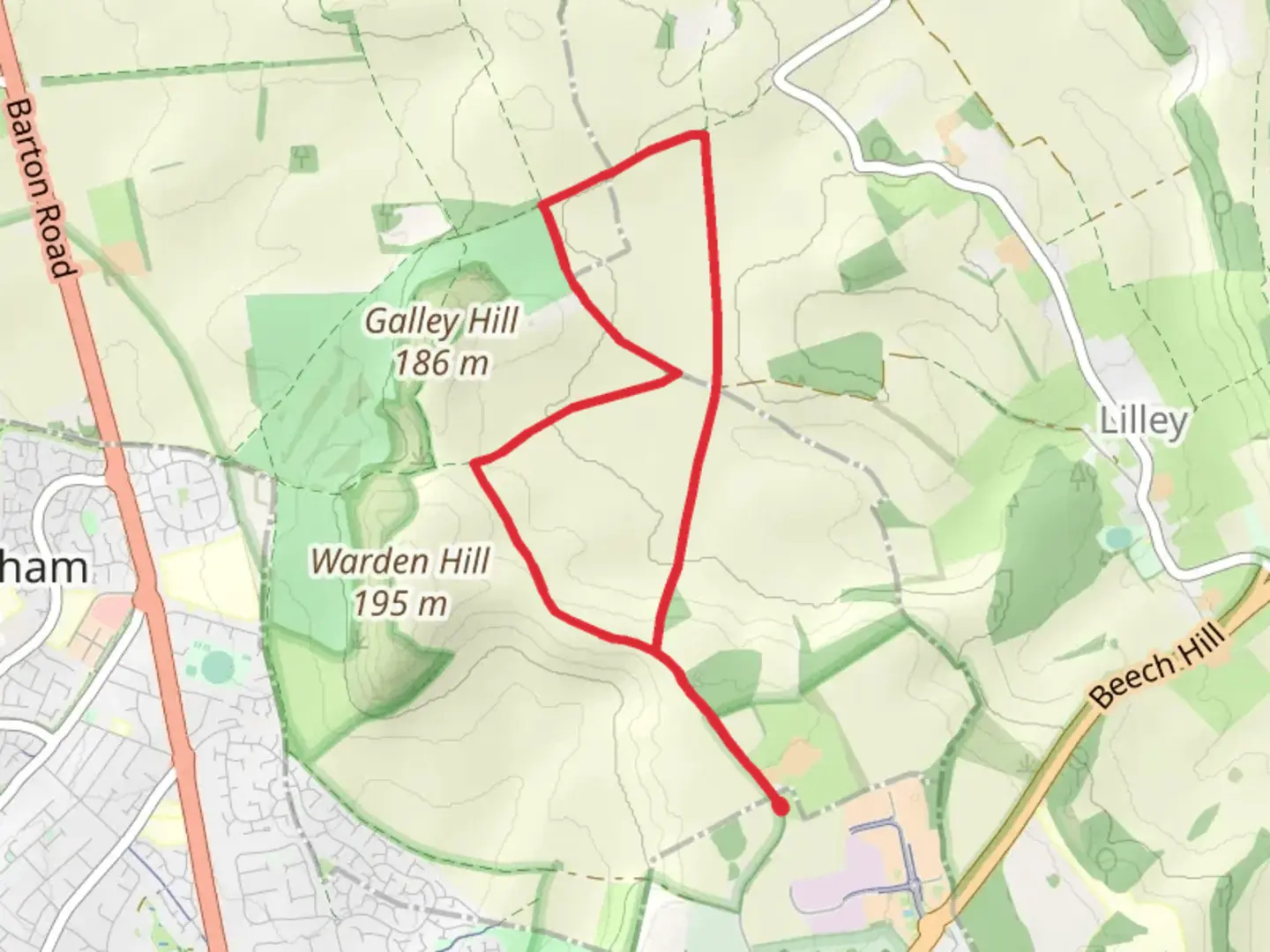 An image depicting the trail Ward's Wood Loop and its surrounding area.