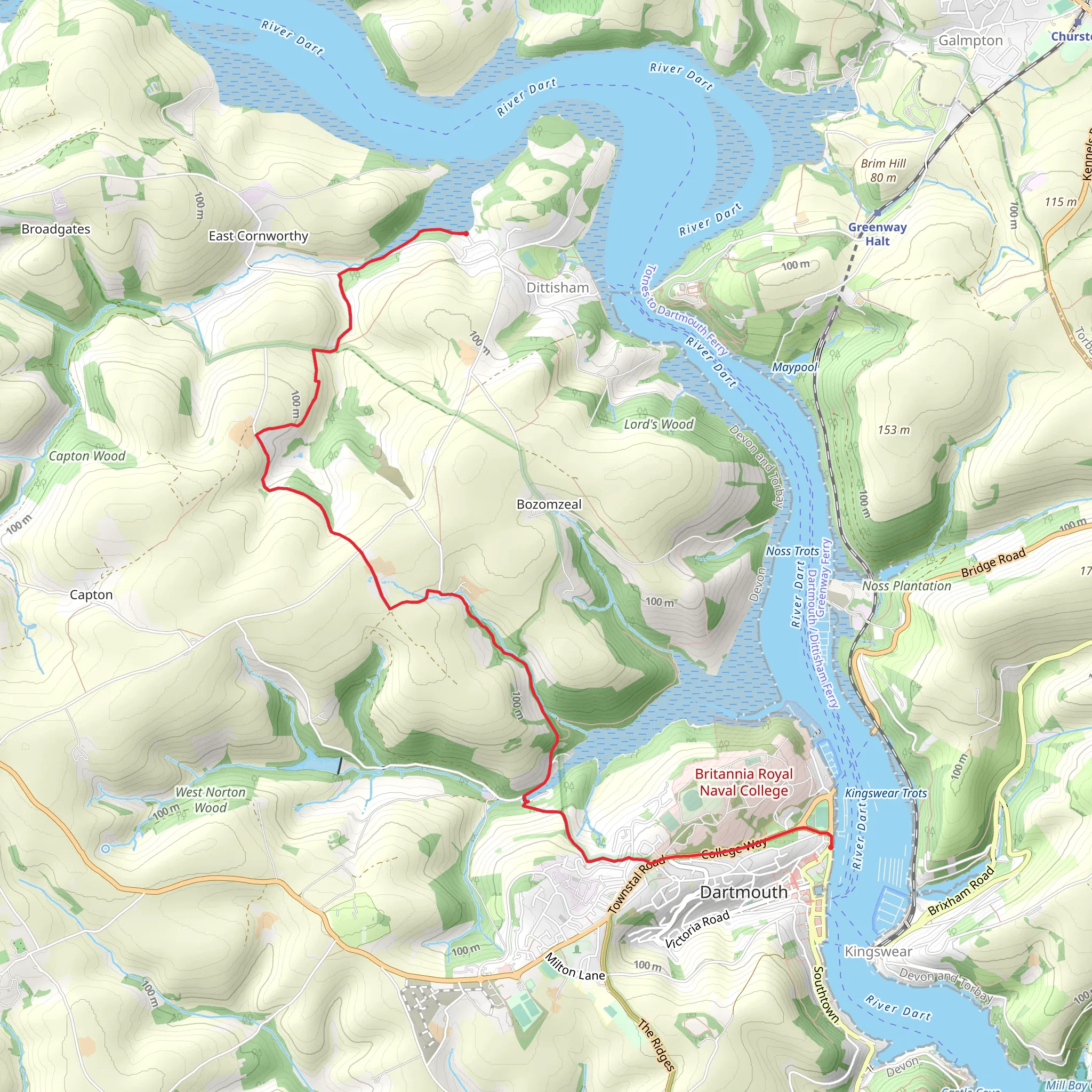 Dittisham Circular Walk mobile static map