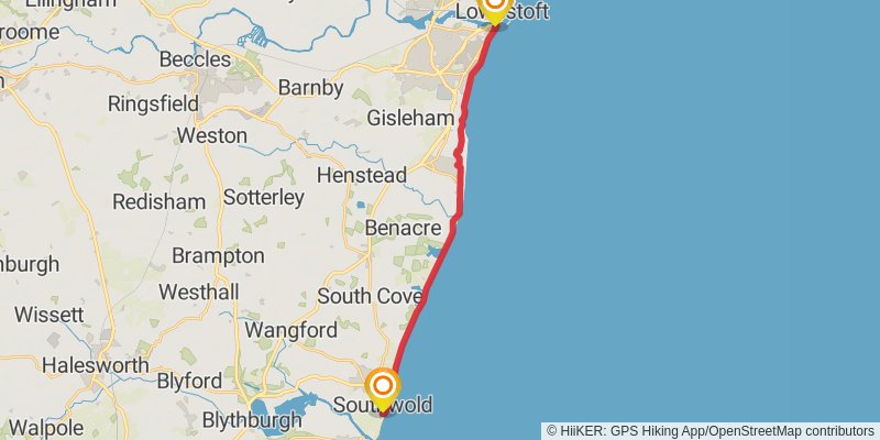 Flatford to Lowestoft Walk stage 9 Map