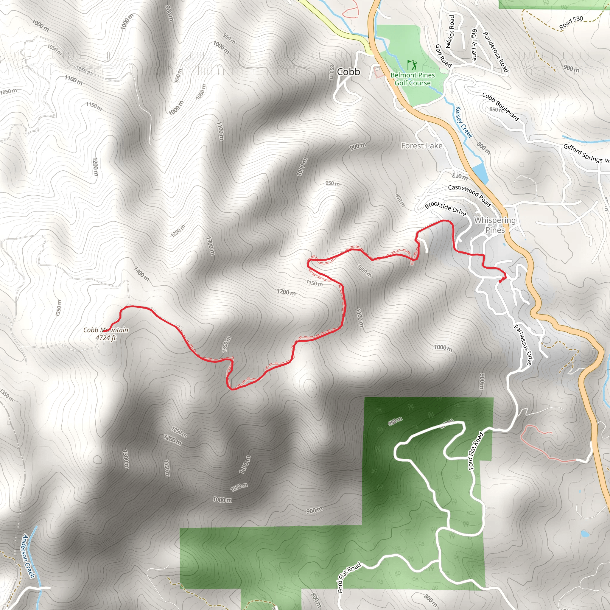 Cobb Mountain via Cobb Mountain Old Road mobile static map