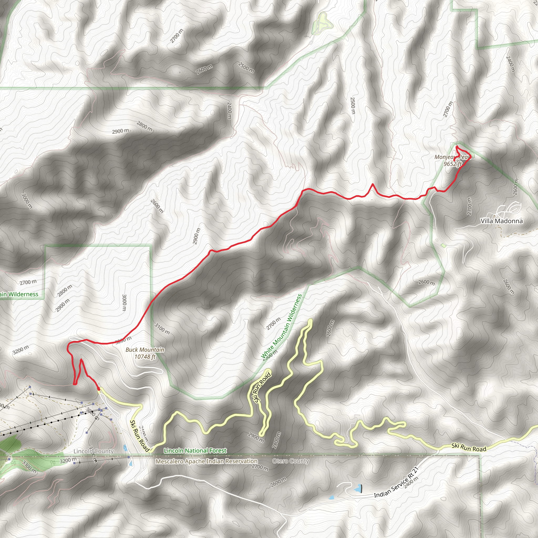 Monjeau Peak via Crest Trail mobile static map