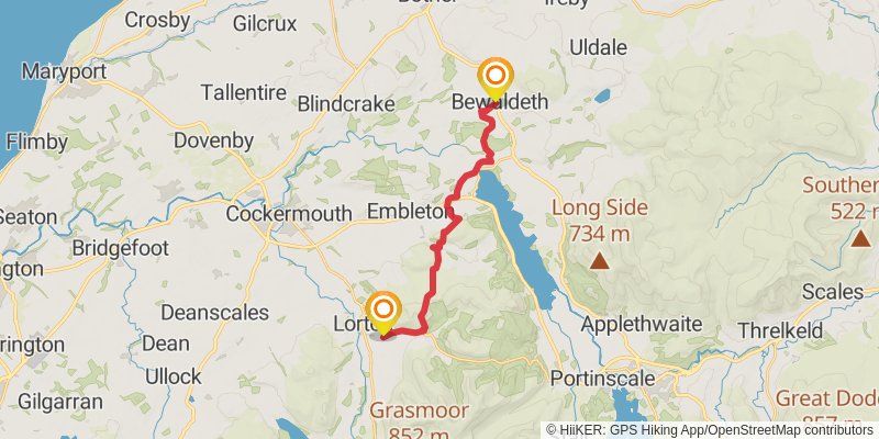 John Peel Trail from Whicham to Caldbeck stage 5 Map
