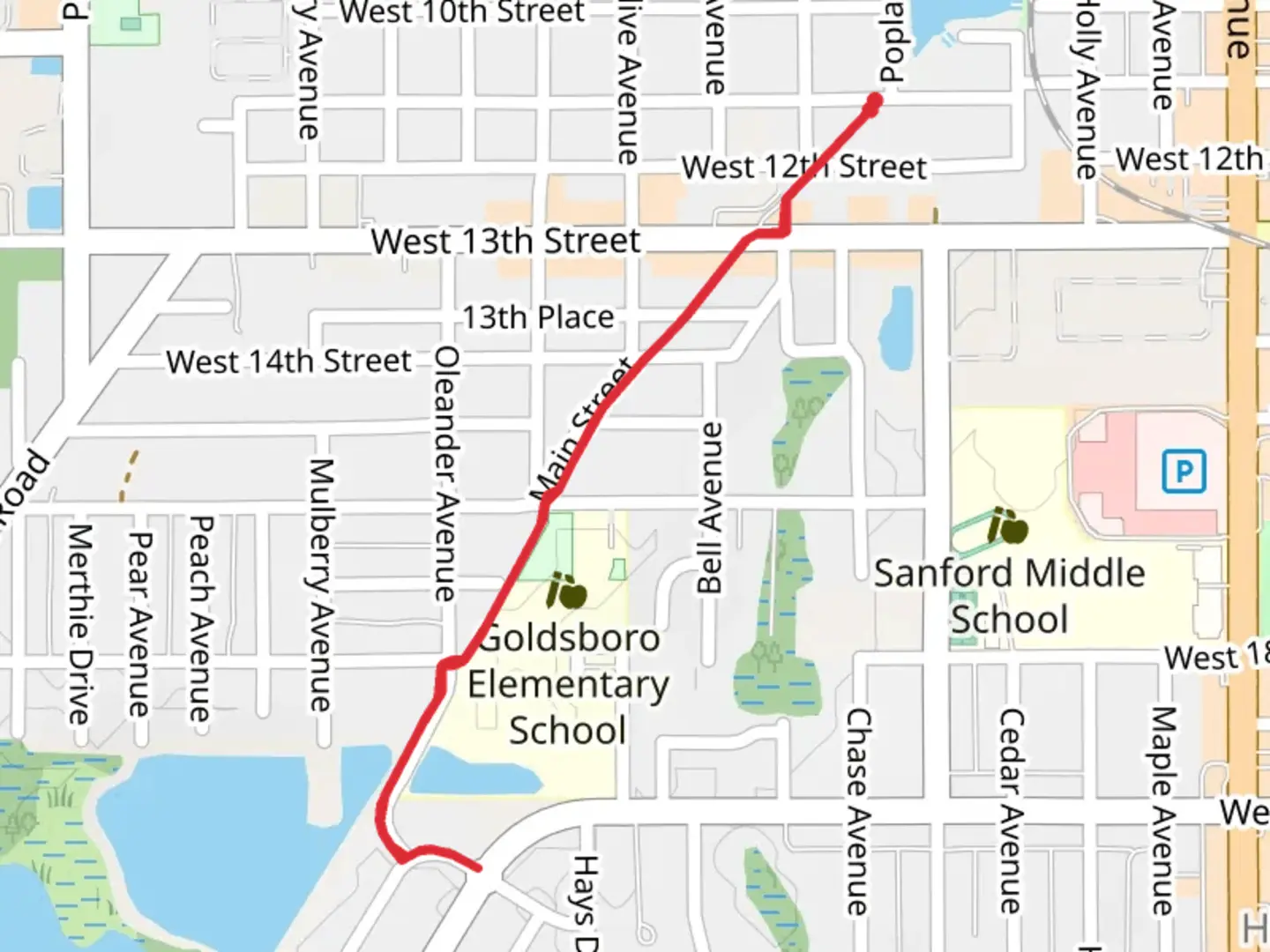 An image depicting the trail Goldsboro Pedestrian Trail and its surrounding area.