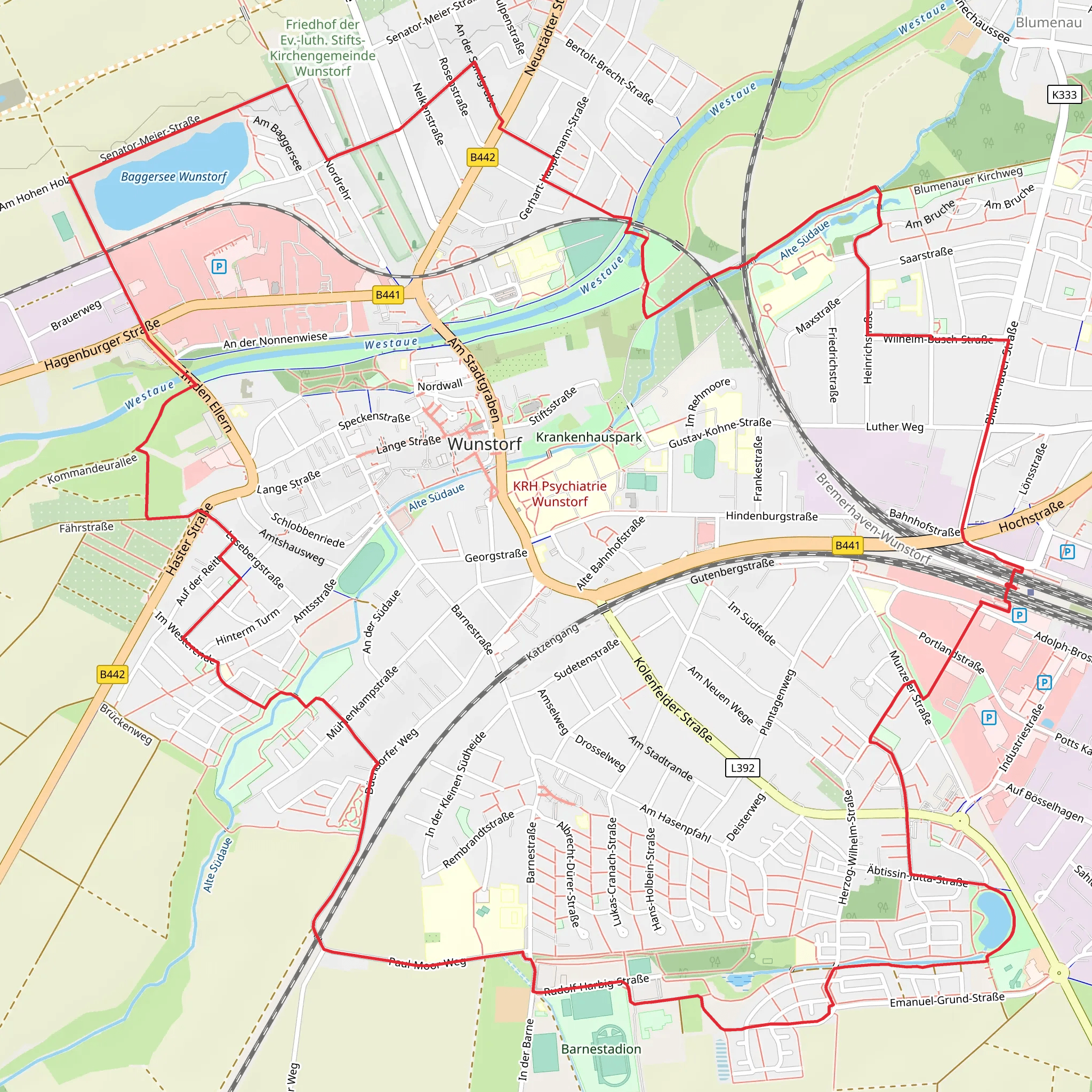 Wunstorf Loop via Baggersee Wunstorf mobile static map