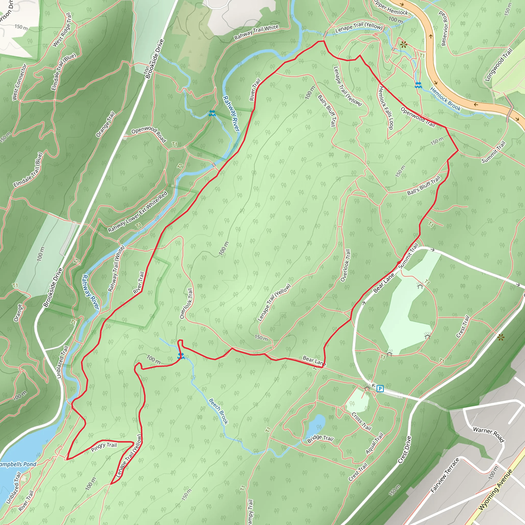 Summit Trail and Lenape Trail - Yellow mobile static map