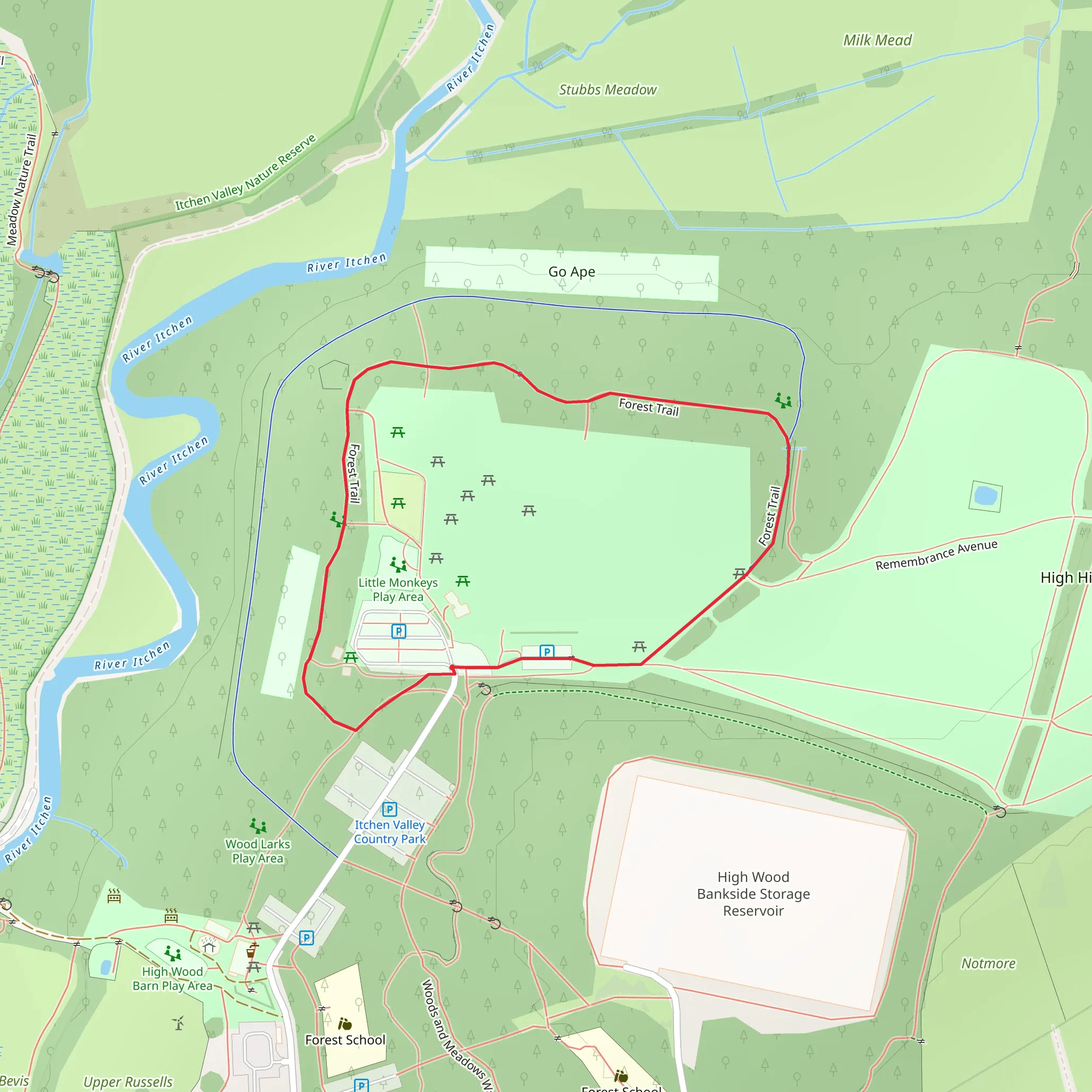 Itchen Valley Country Park mobile static map