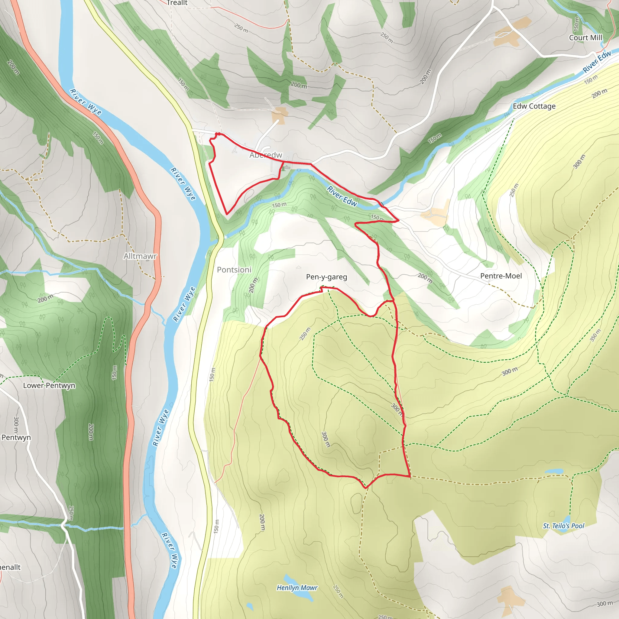 Aberedw and Llewelyn's Cave mobile static map