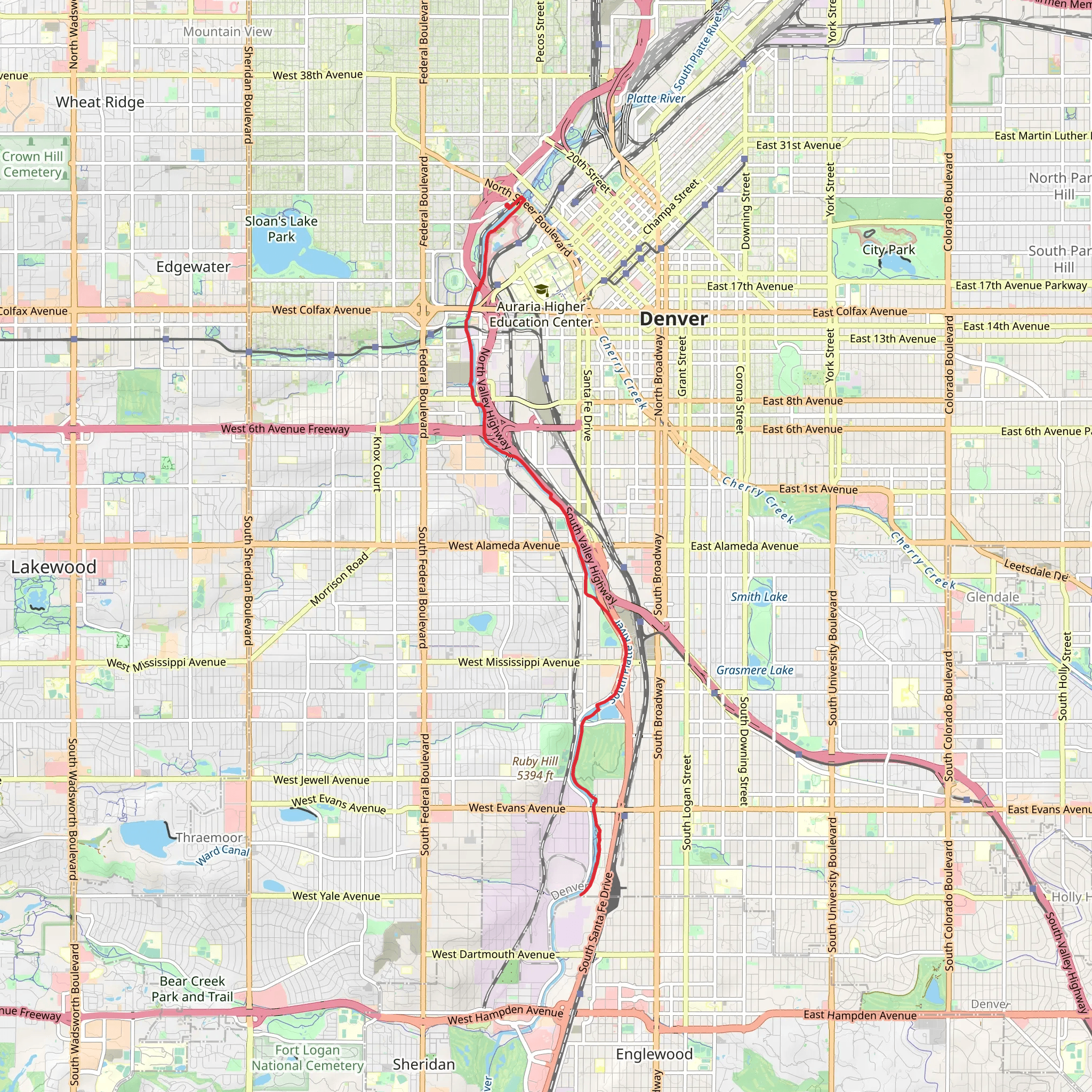 Platte River Trail - Denver mobile static map