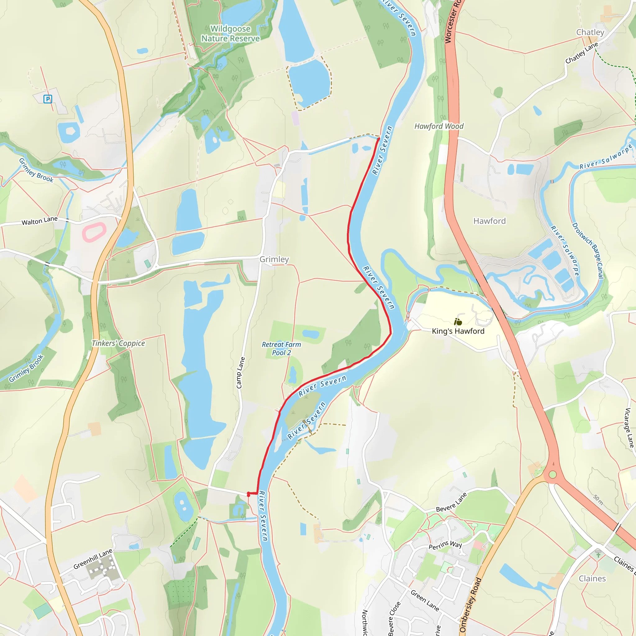 River Severn Walk - Grimley mobile static map