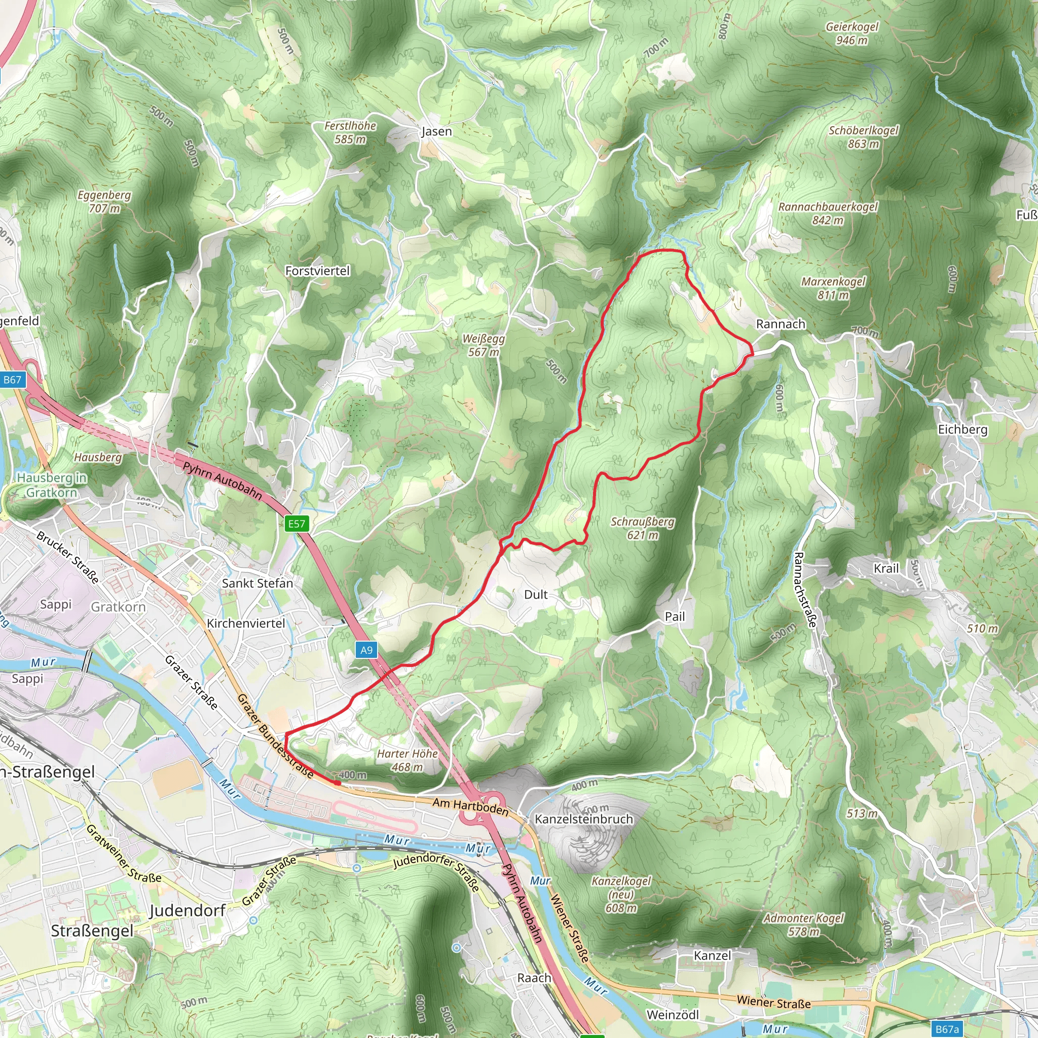 Up the Rannach and down into the Dultgraben mobile static map
