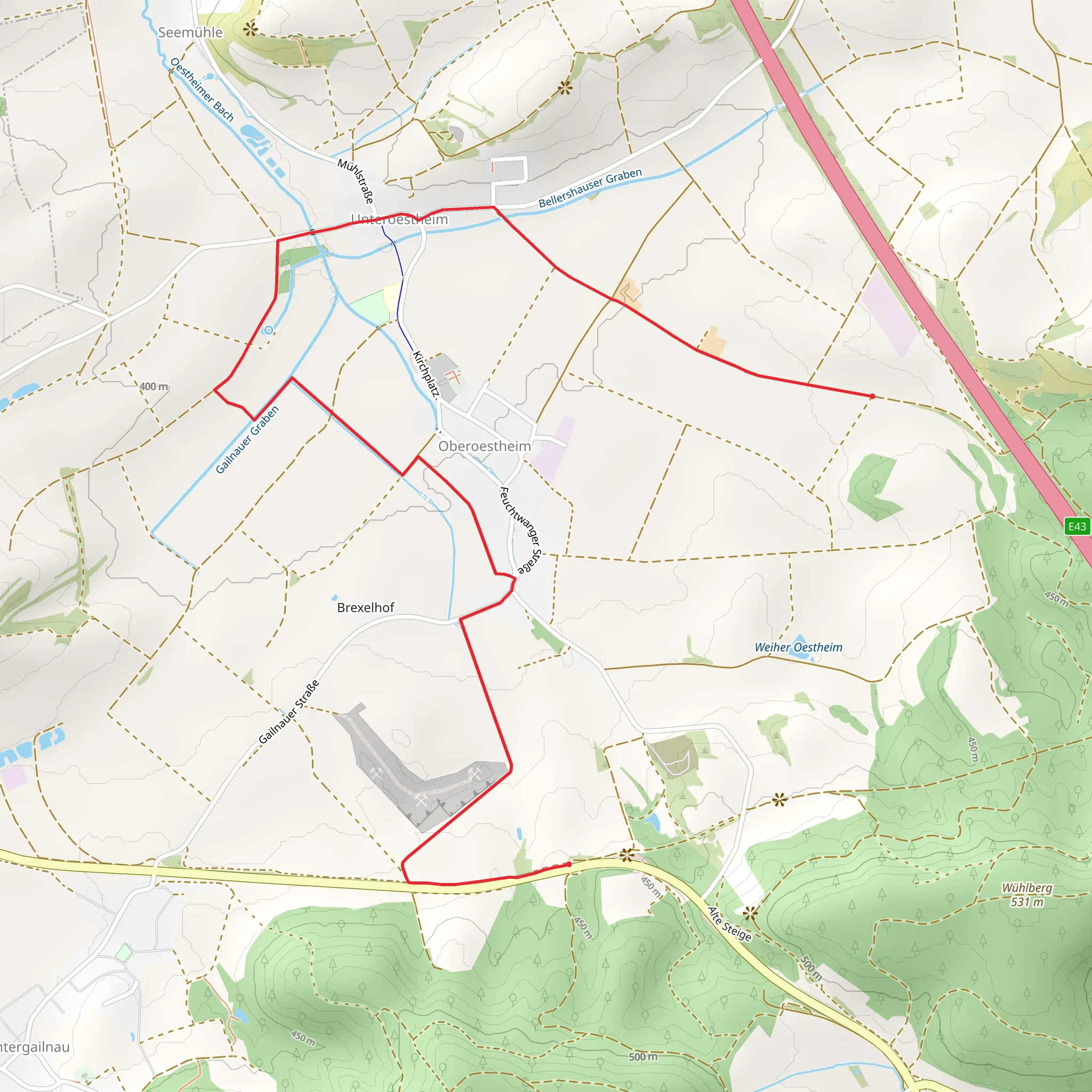 Oberoestheim Walk mobile static map