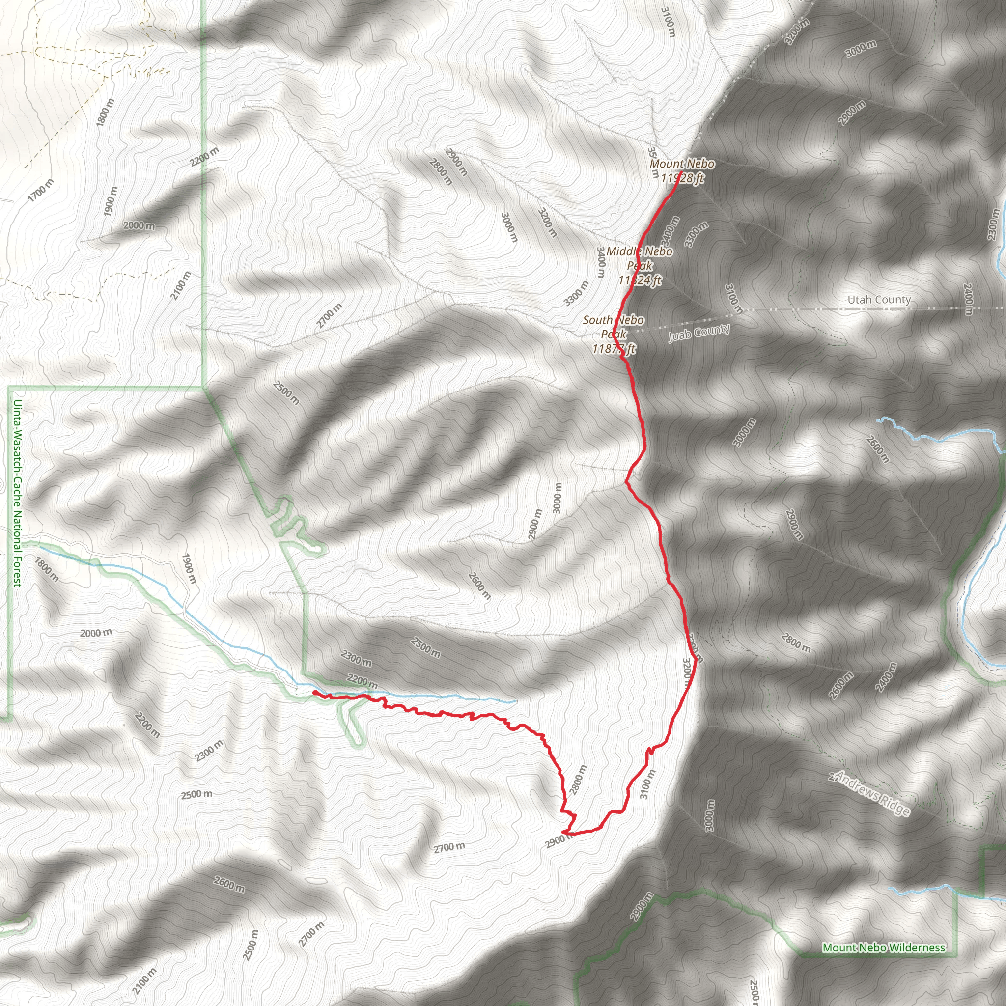 Mount Nebo via Willow Creek Trail mobile static map