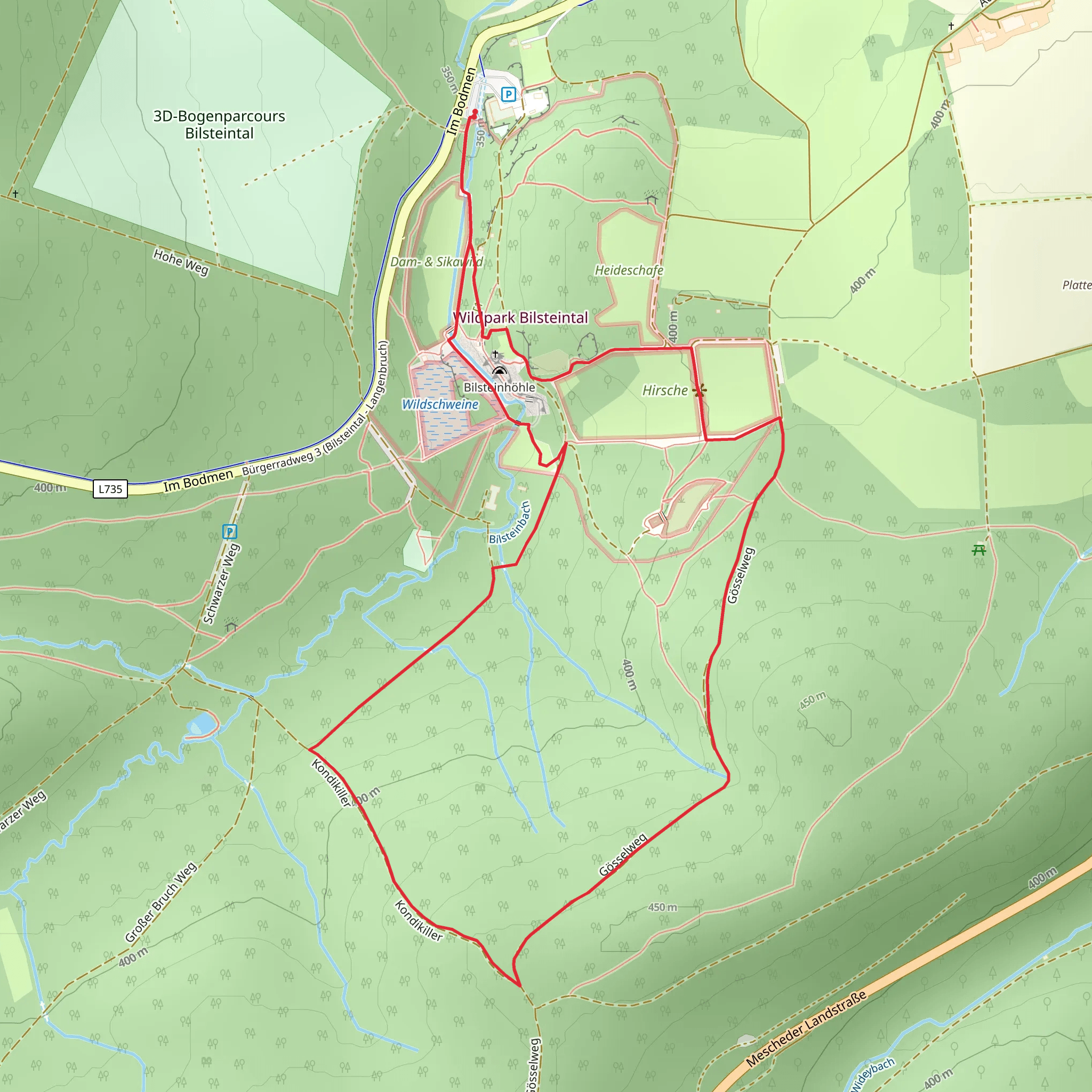 Warstein Hoehle A1 and A3 Loop mobile static map