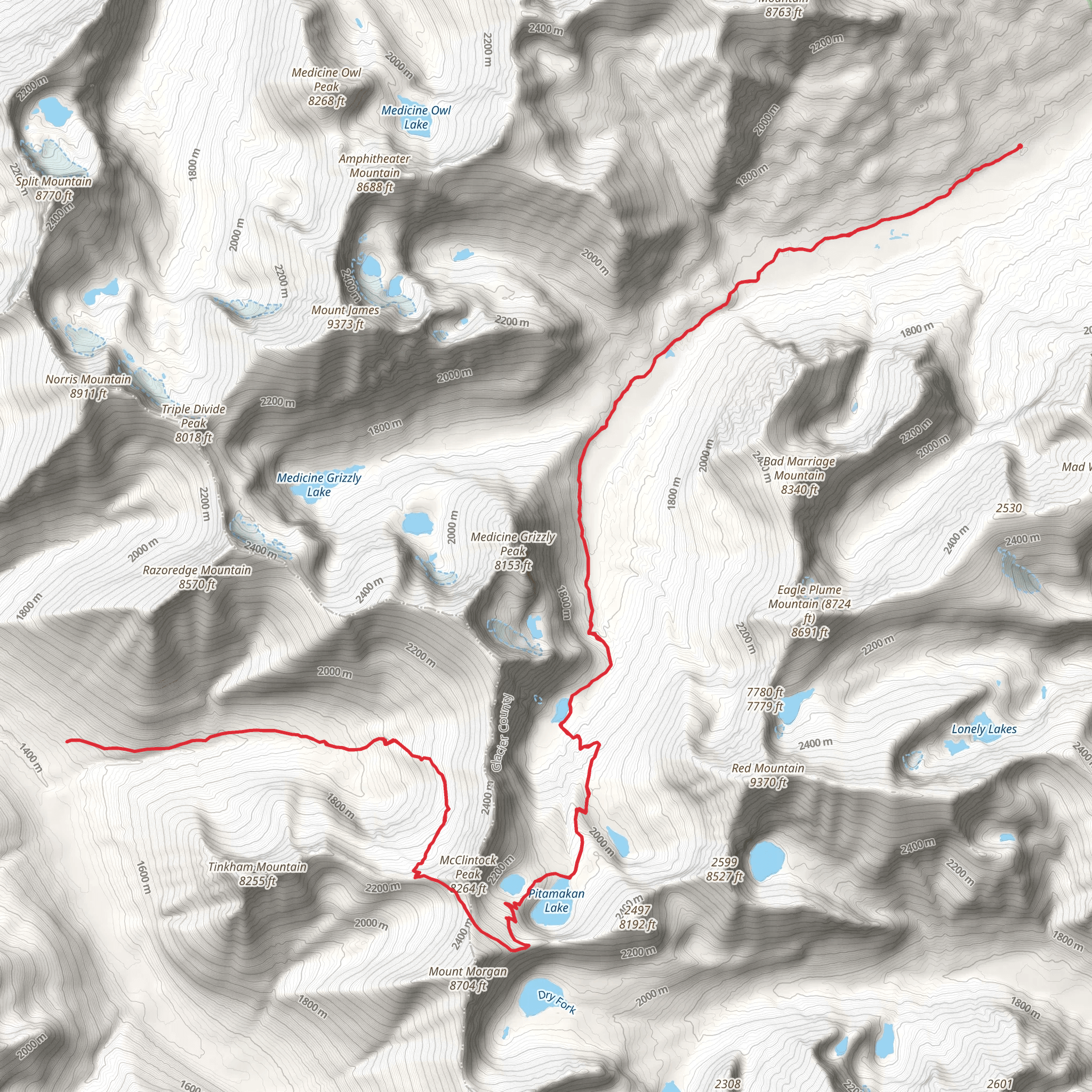 Cut Bank Pass via Pitamakan Trail mobile static map