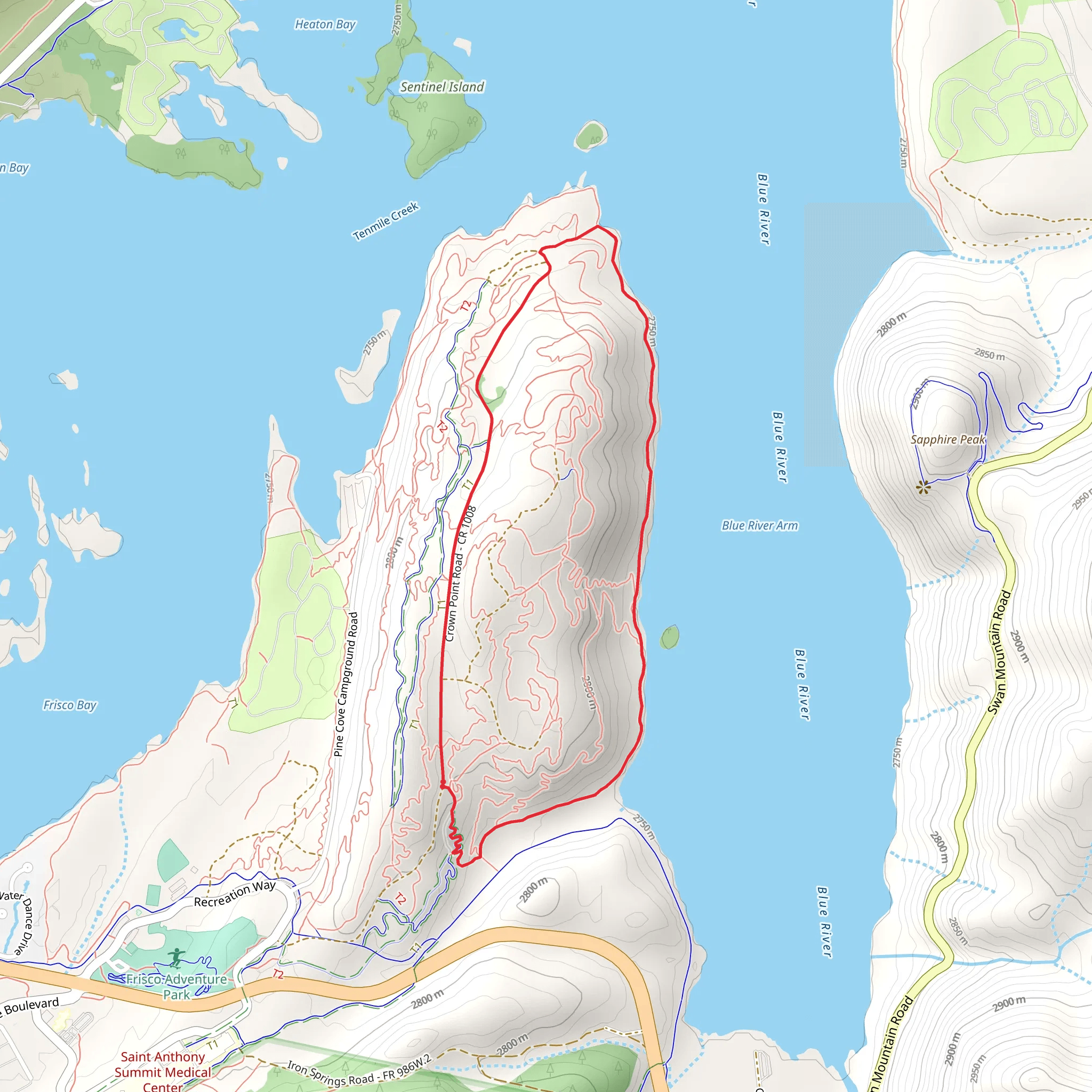 Lakeshore Perimeter and Crown Point Loop Trail mobile static map