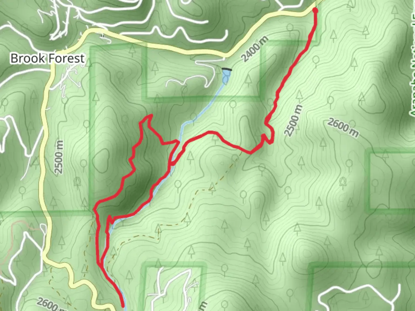 An image depicting the trail Maxwell Falls Loop Trail - South Brook Forest Road and its surrounding area.