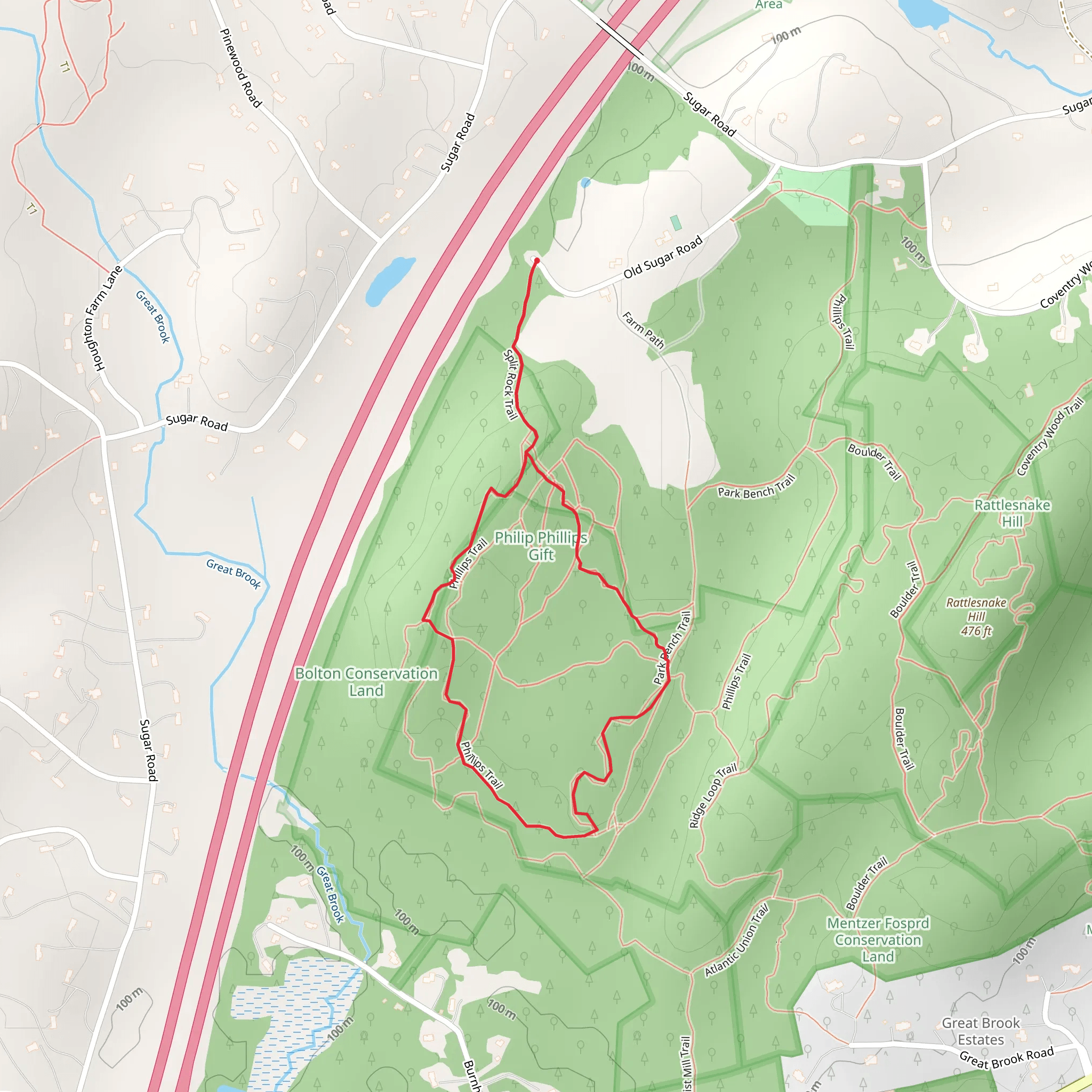 Phillips Loop Trail via Split Rock Trail mobile static map
