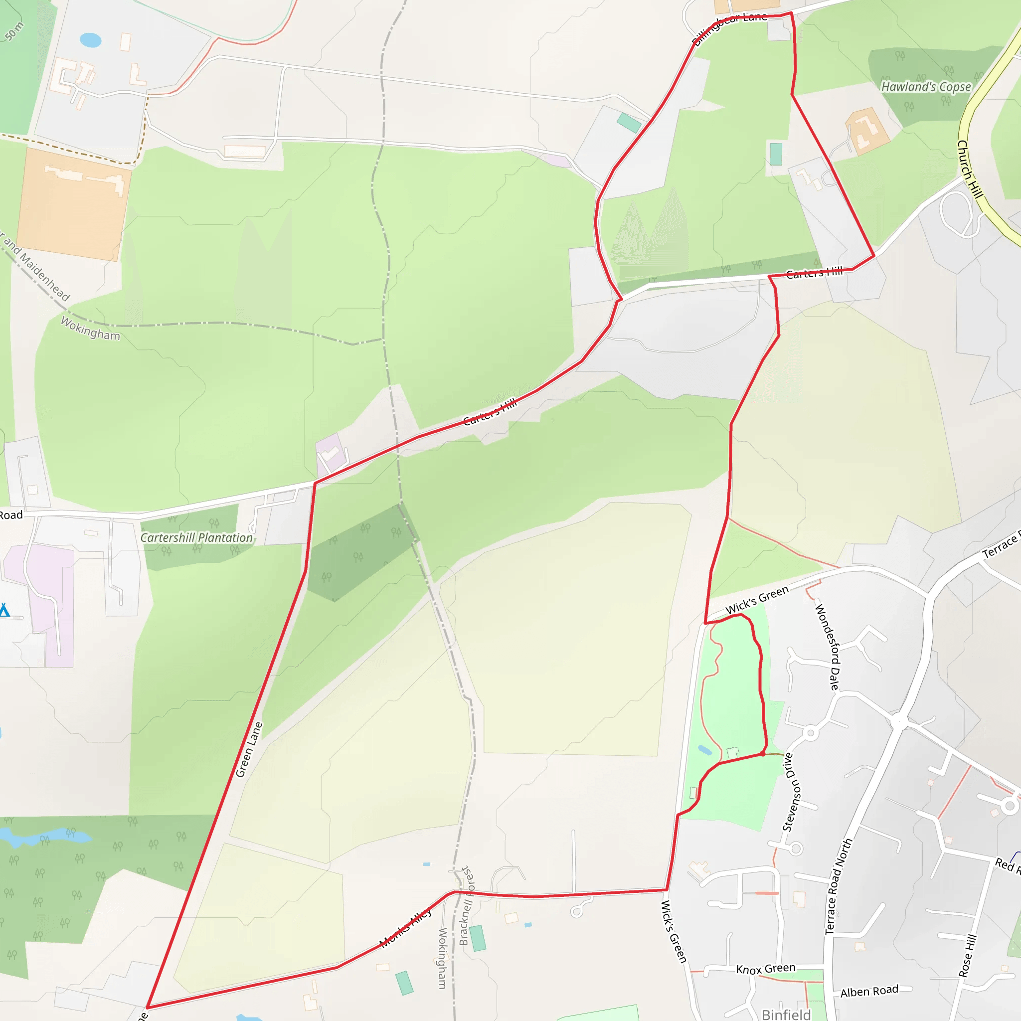 Binfield Loop mobile static map