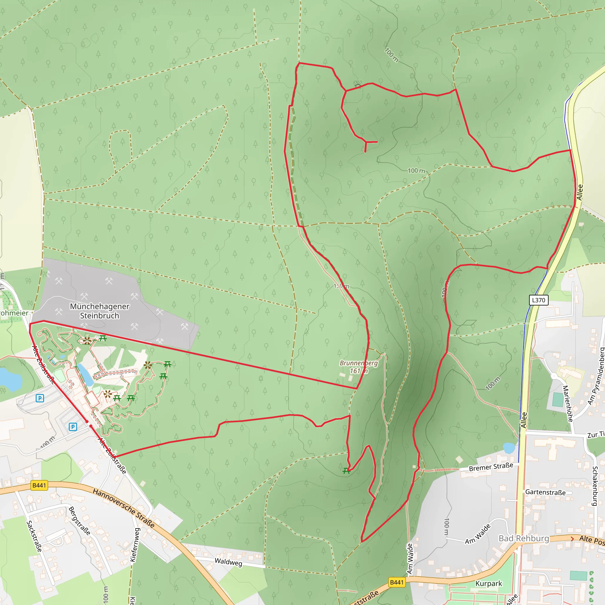 Brunnenberg and Dinosaurier-Park Münchehagen Loop mobile static map