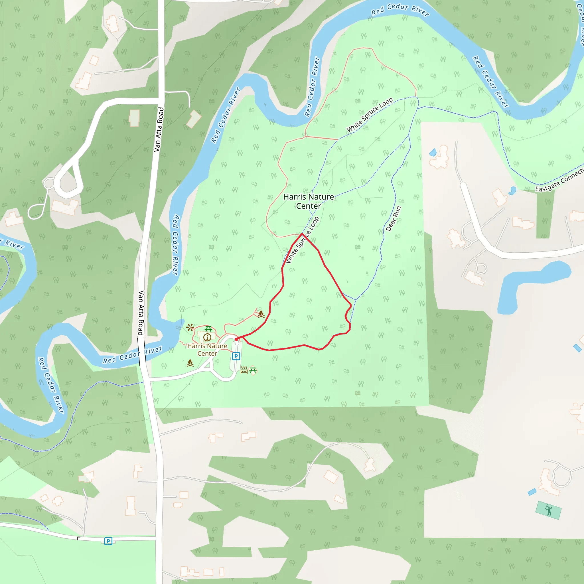 Harris Nature Center - White Spruce Loop mobile static map