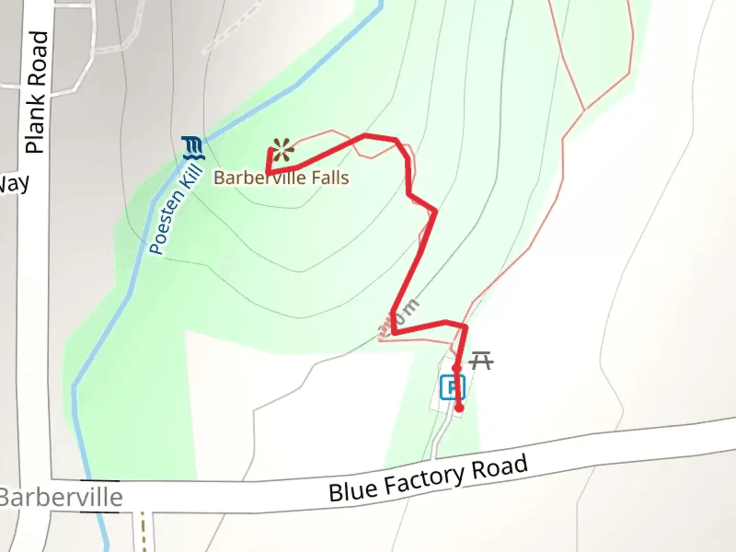 An image depicting the trail Poesten Kill Falls via Yellow Trail and its surrounding area.