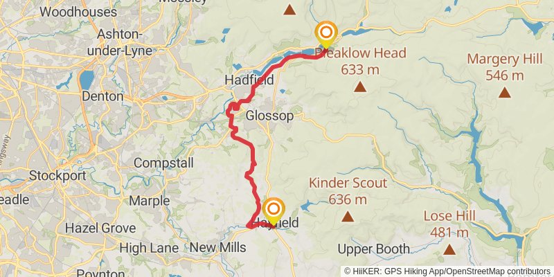 Kinder Loop from Ladybower Reservoir stage 3 Map