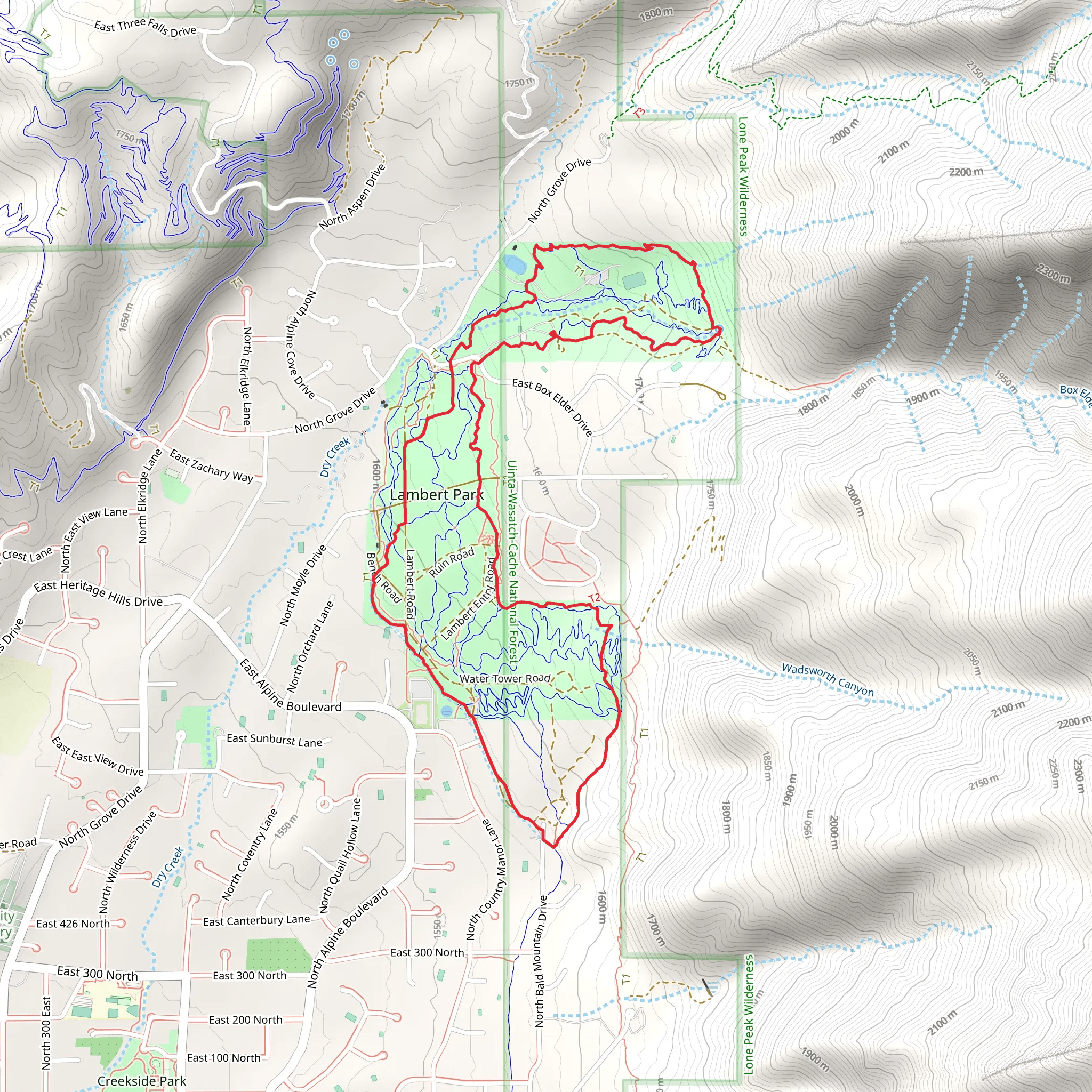North Spring and Corkscrew Loop mobile static map