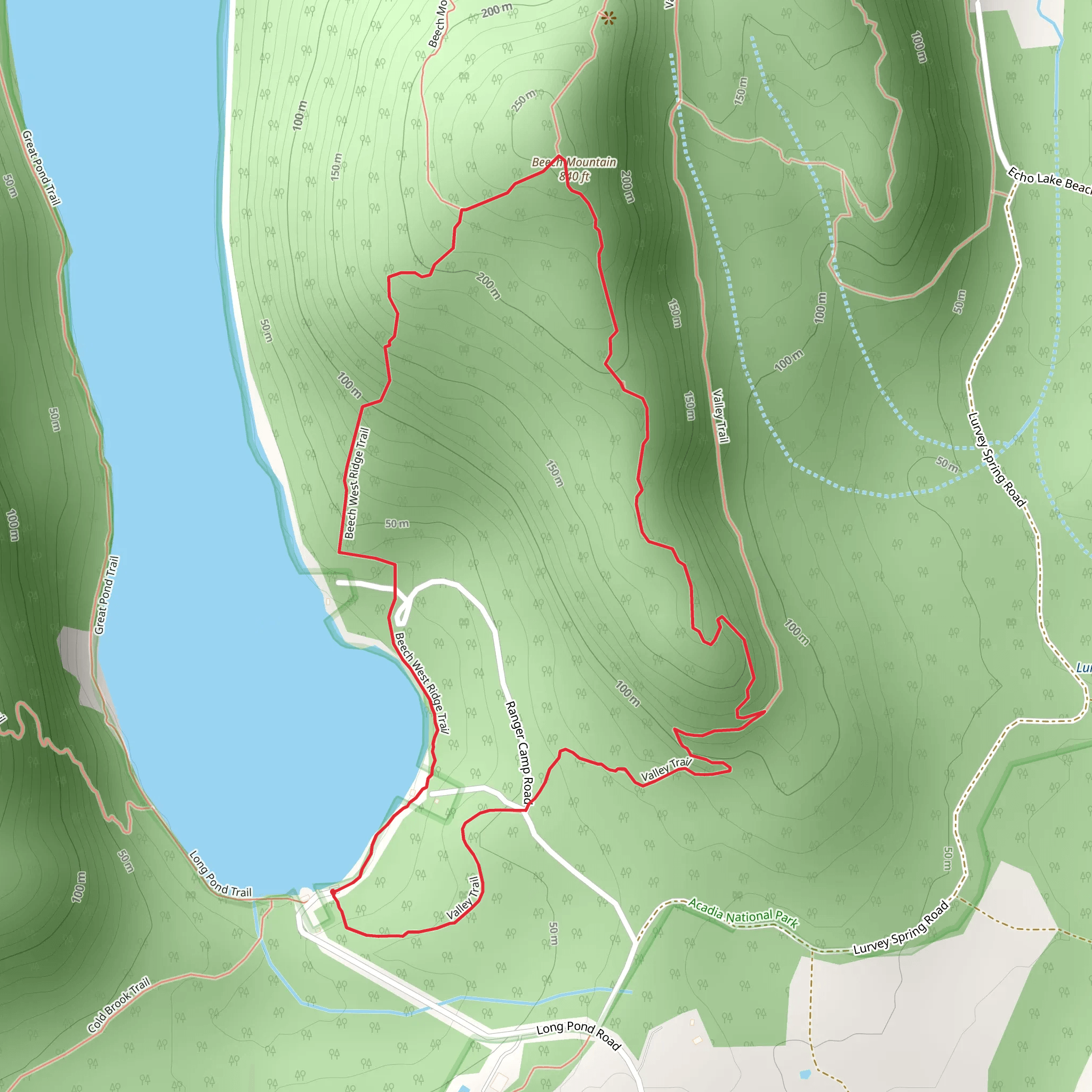 Beech Mountain via Beech West Ridge Trail mobile static map