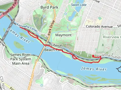 Texas Beach Trail via North Bank Trail