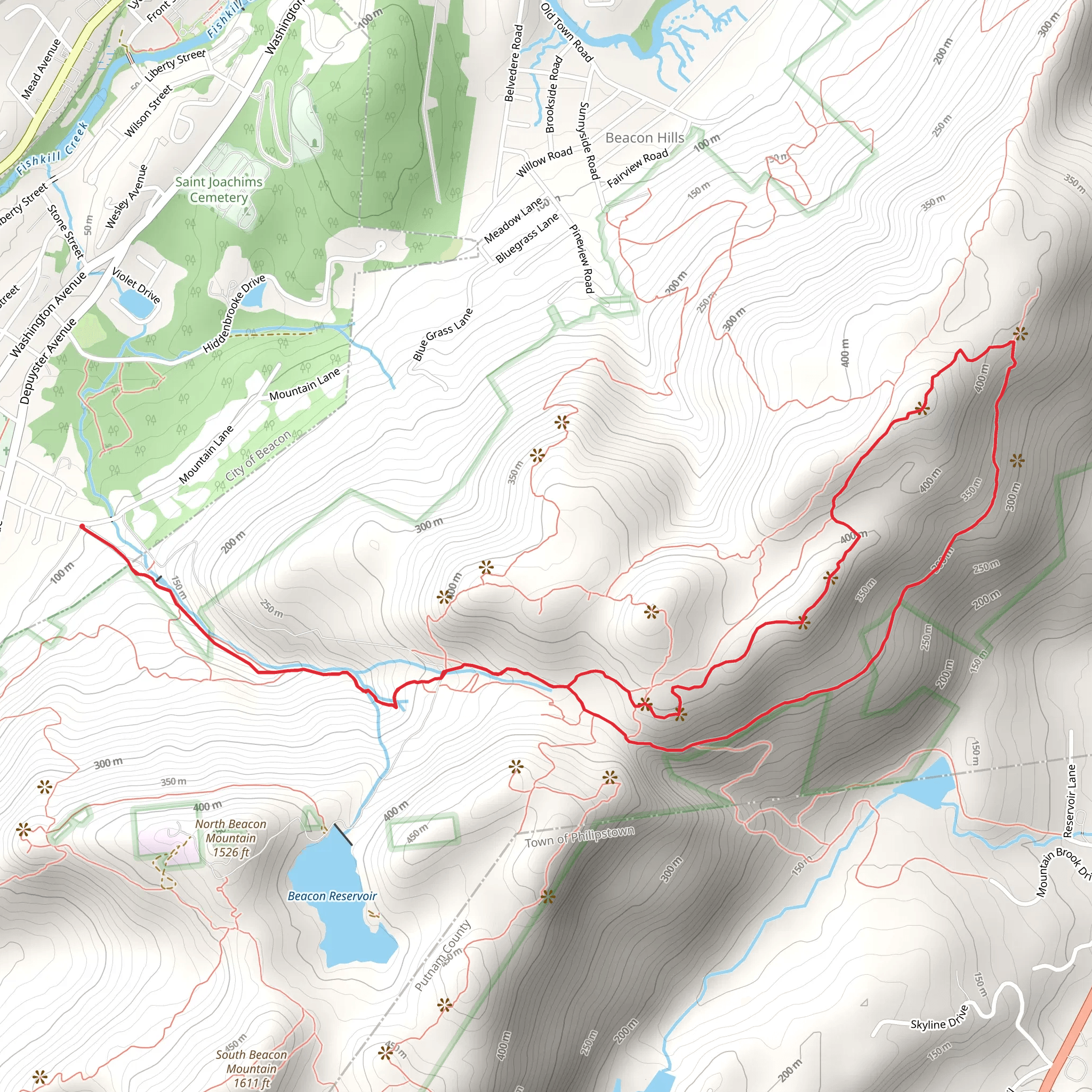 Lambs Hill and Bald Hill via Fishkill Ridge Trail mobile static map